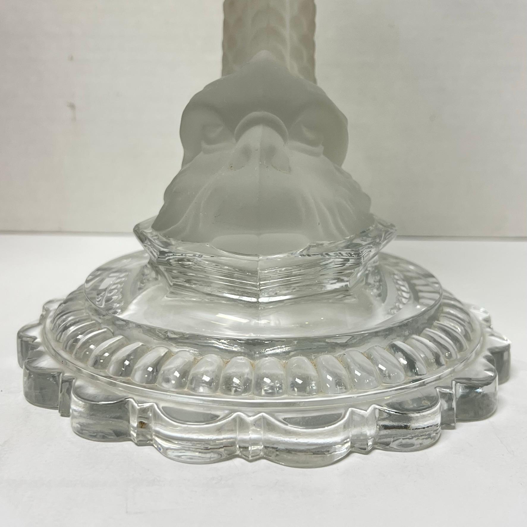 Pair Baccarat Dolphin Form Crystal Glass Candle Holders For Sale 3
