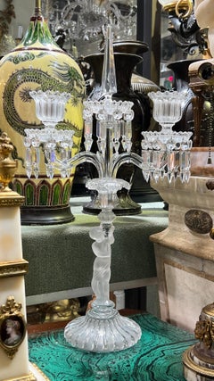 Pair Baccarat Enfant Crystal Glass Candelabra