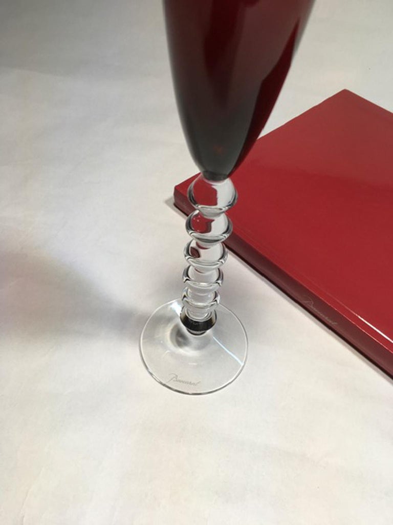 Pair Baccarat Red Crystal Goblet Flutes, France For Sale at 1stDibs