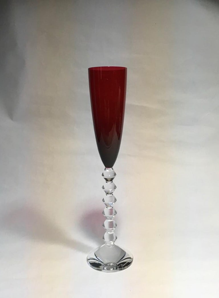 Pair Baccarat Red Crystal Goblet Flutes, France For Sale at 1stDibs