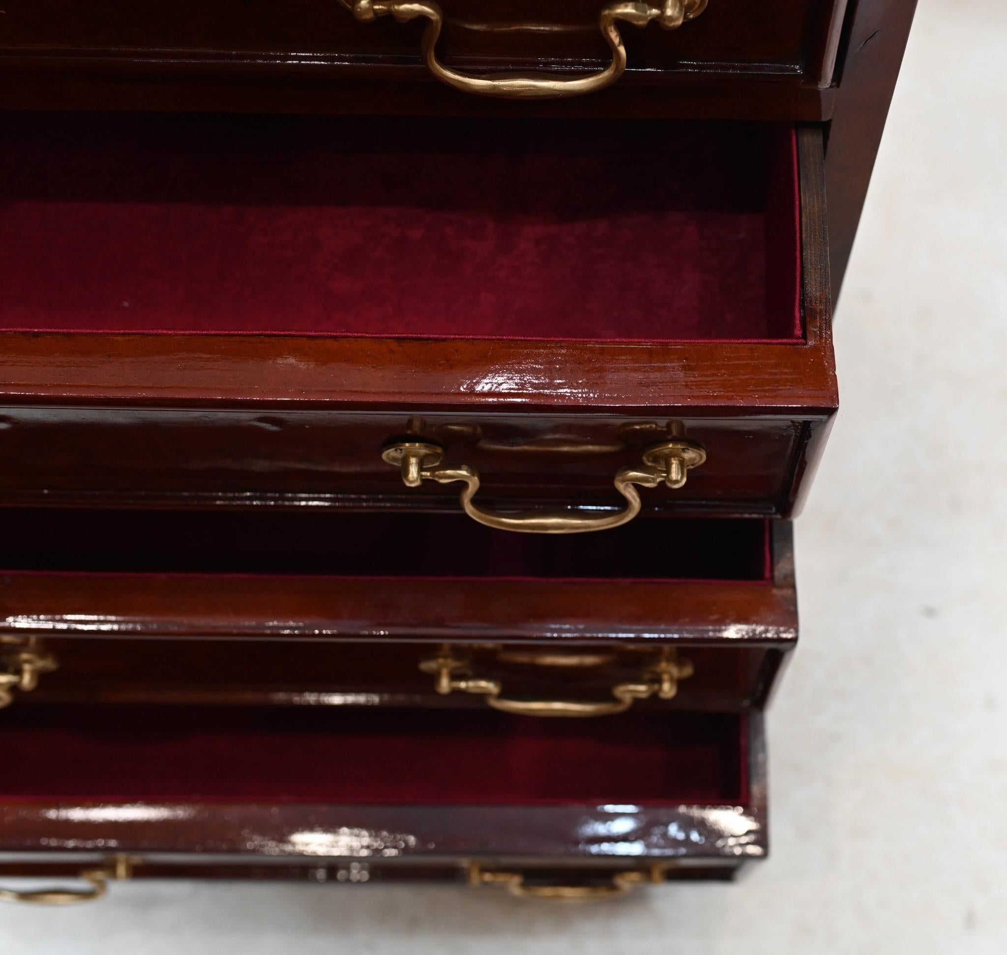 Georgian Pair Bachelor Chests Walnut Bedside Cabinets Drawers For Sale