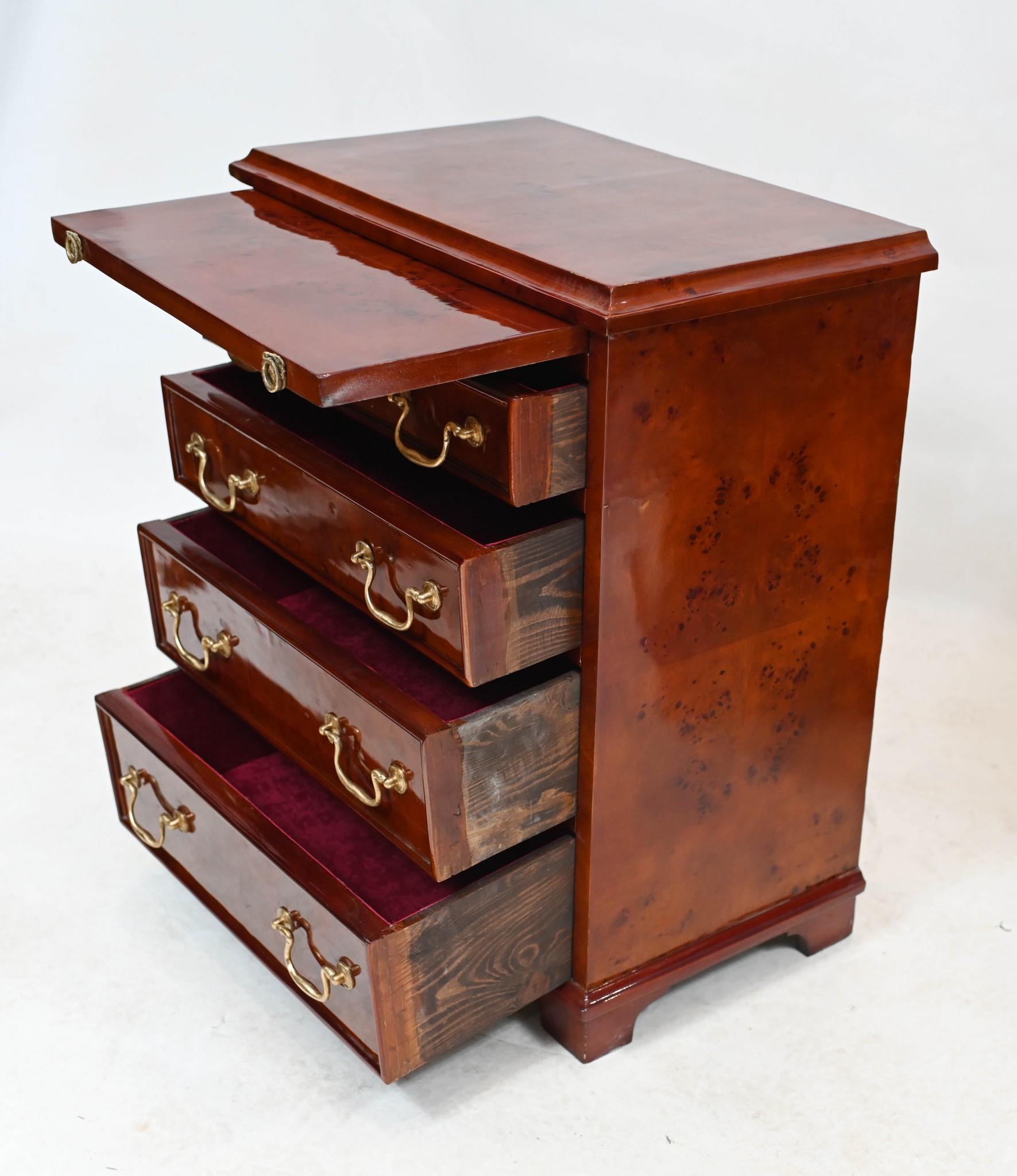 18th Century and Earlier Pair Bachelor Chests Walnut Bedside Cabinets Drawers For Sale