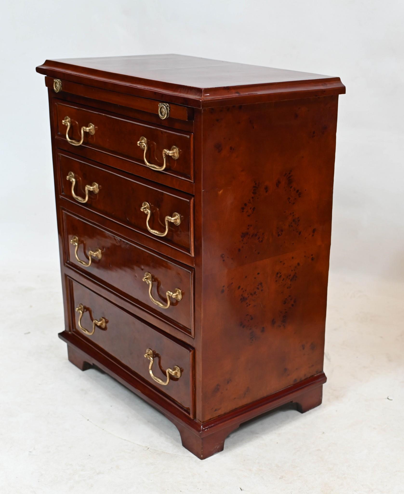 Pair Bachelor Chests Walnut Bedside Cabinets Drawers For Sale 1