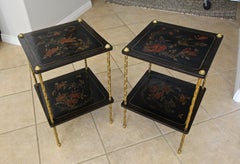 Pair of Bagues French Chinoiserie Gilt Bronze Side End Tables