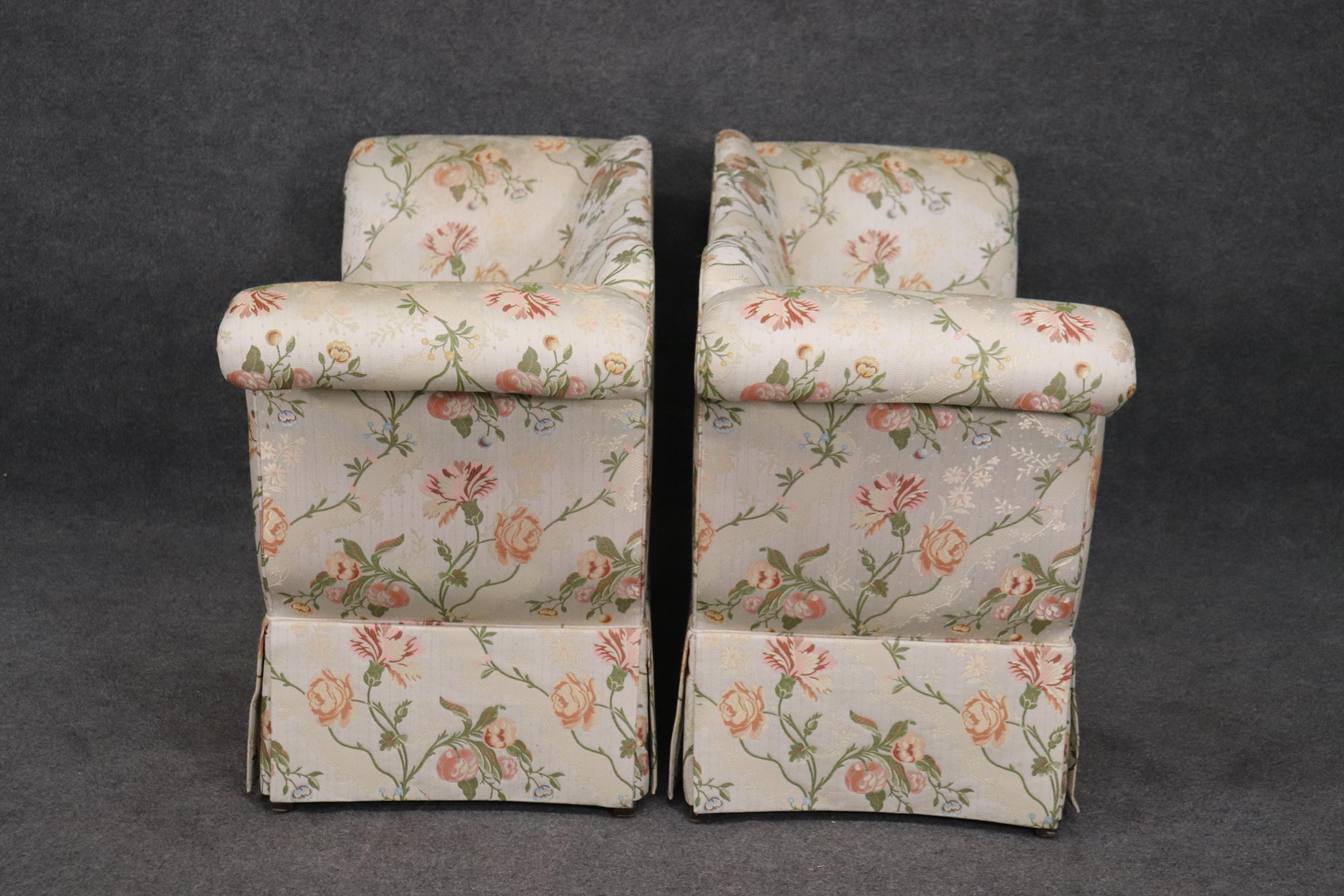 Mid-Century Modern Pair Baker Classic Bedroom Window Benches in Floral