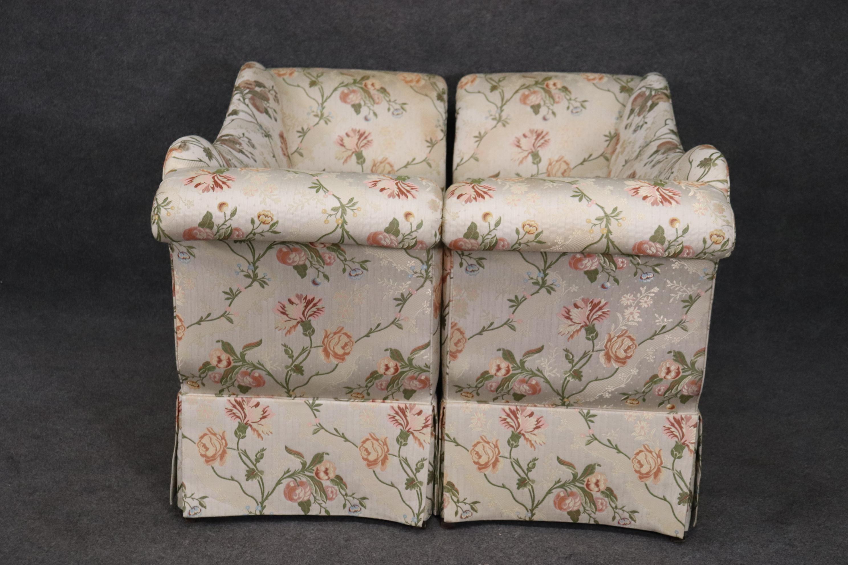 Late 20th Century Pair Baker Classic Bedroom Window Benches in Floral