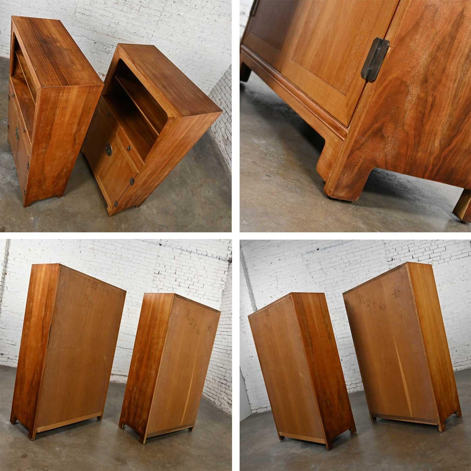 Pair Baker Far East Collection Michael Taylor Natural Elmwood Colonnade Cabinets in vendita 13