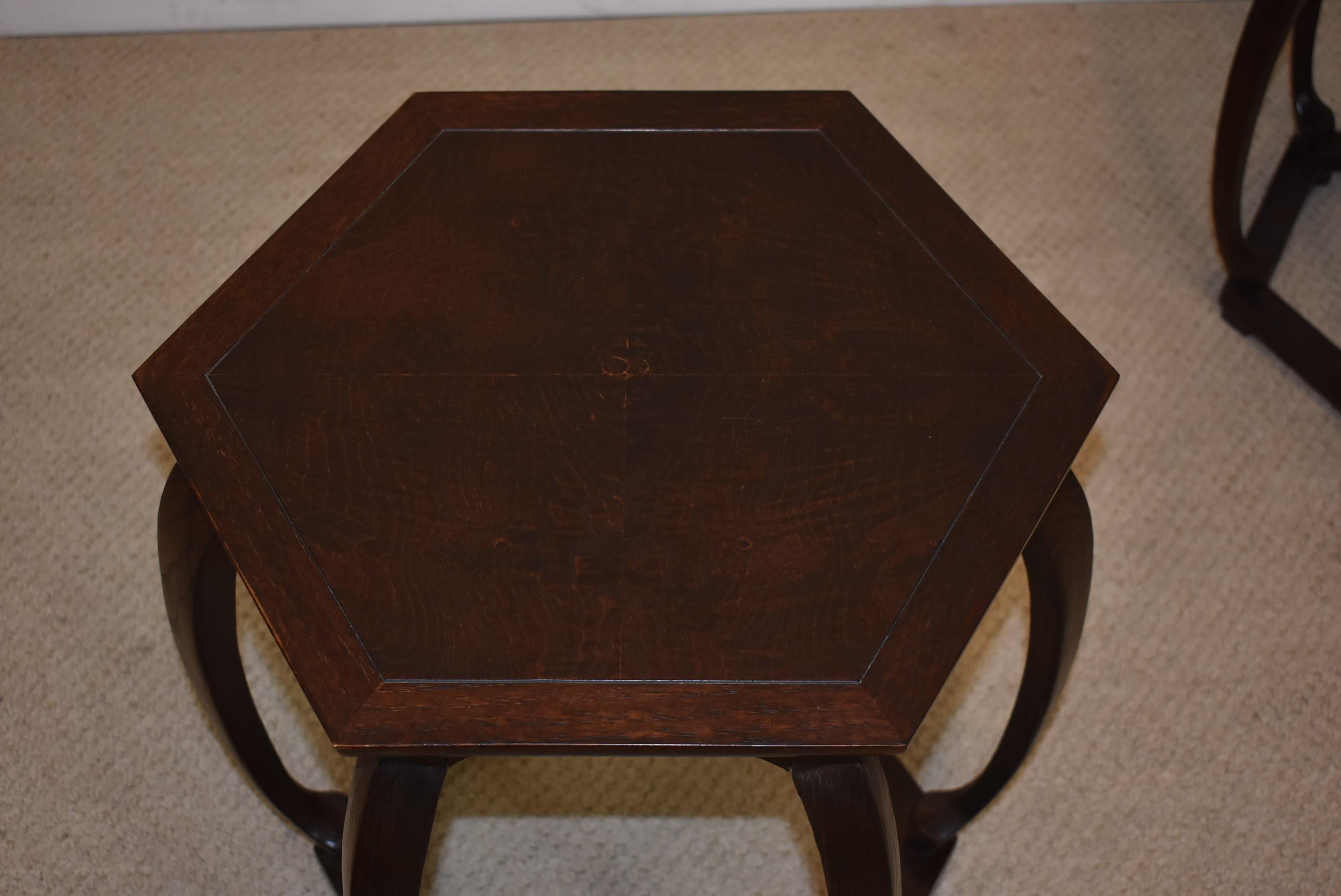 Chinese Export Pair of Baker Furniture Asian Style Hexagon Stands