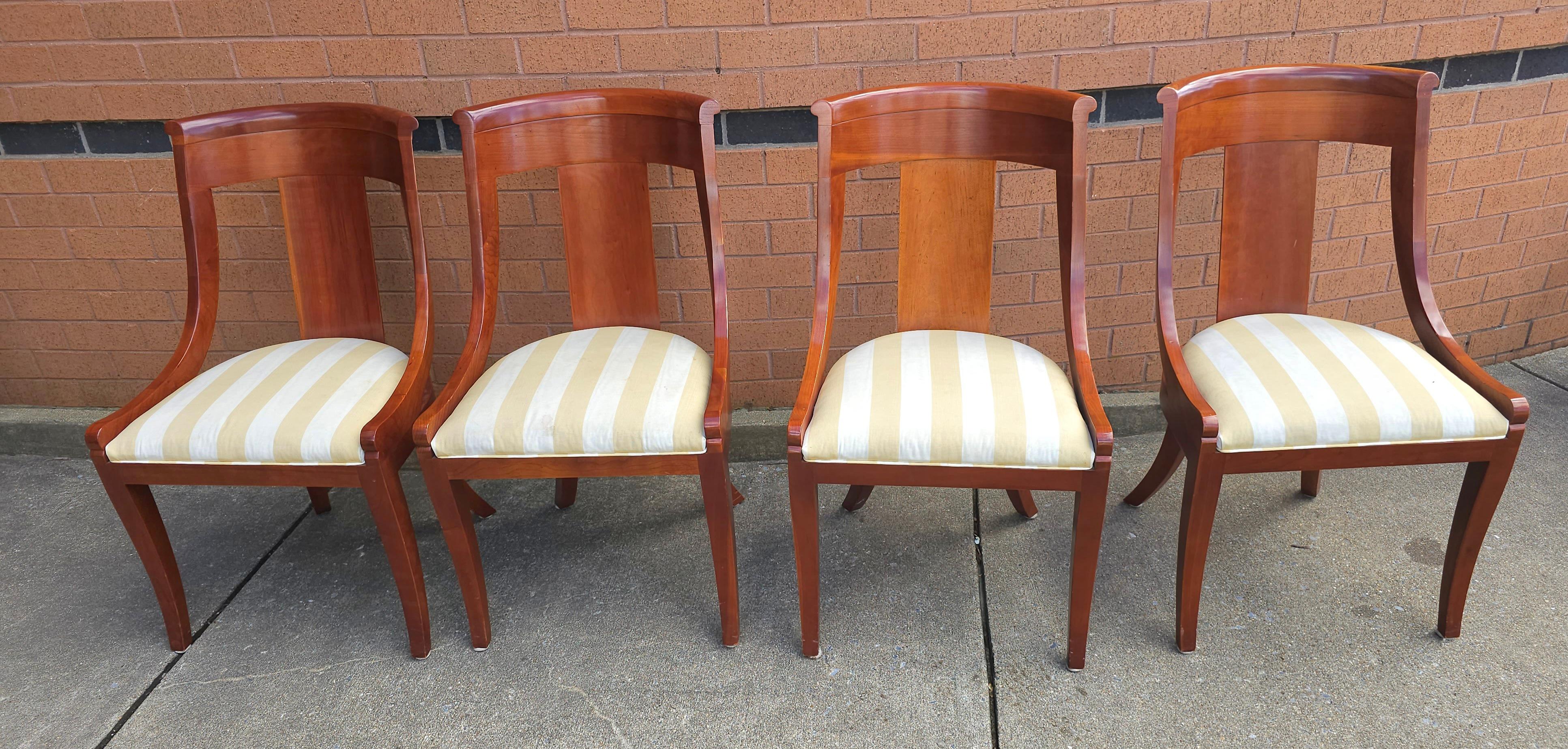 Pair Baker Furniture Beidermeier Klismos Style Cherry  Dining Chairs For Sale 2