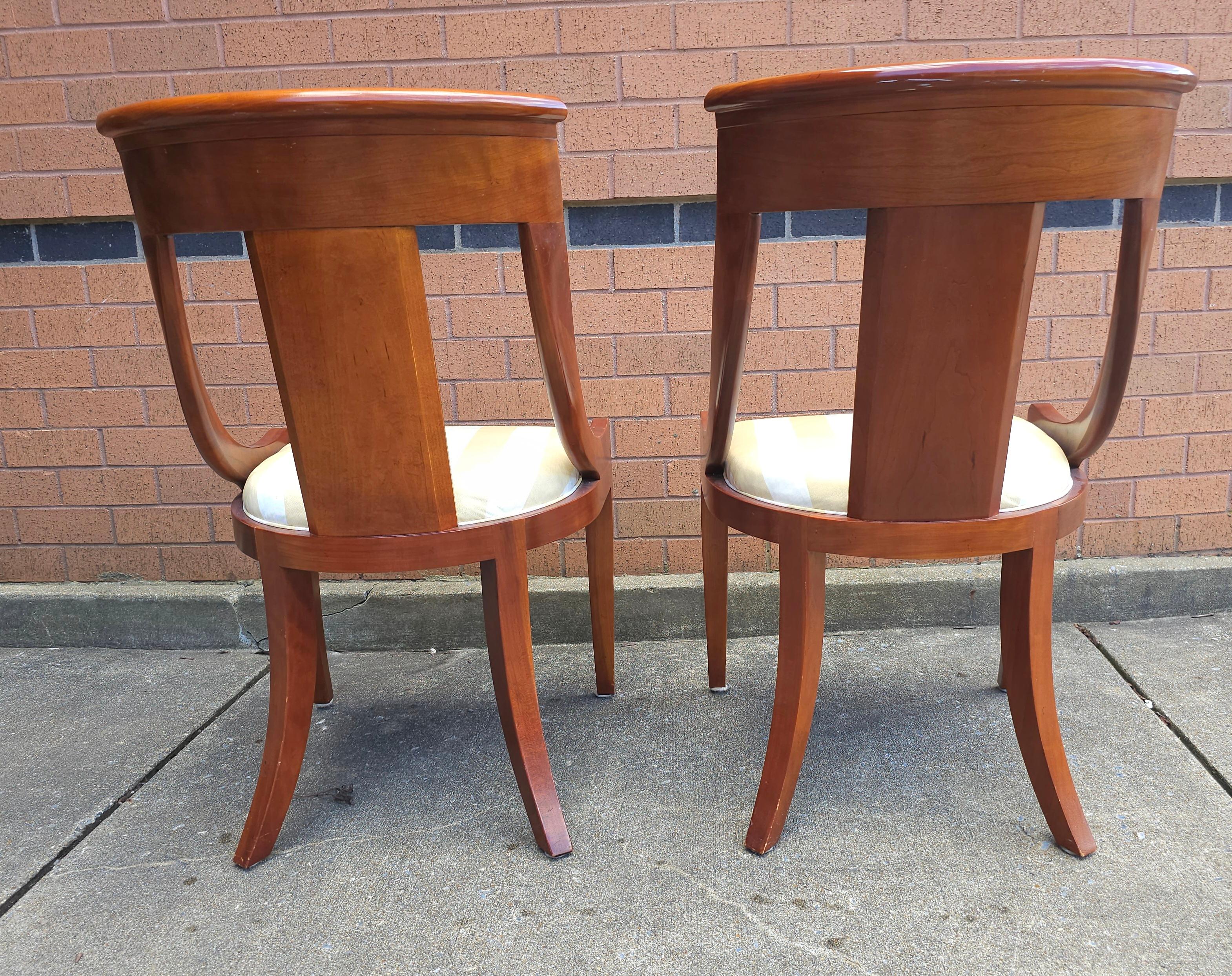 Pair Baker Furniture Beidermeier Klismos Style Cherry  Dining Chairs For Sale 4