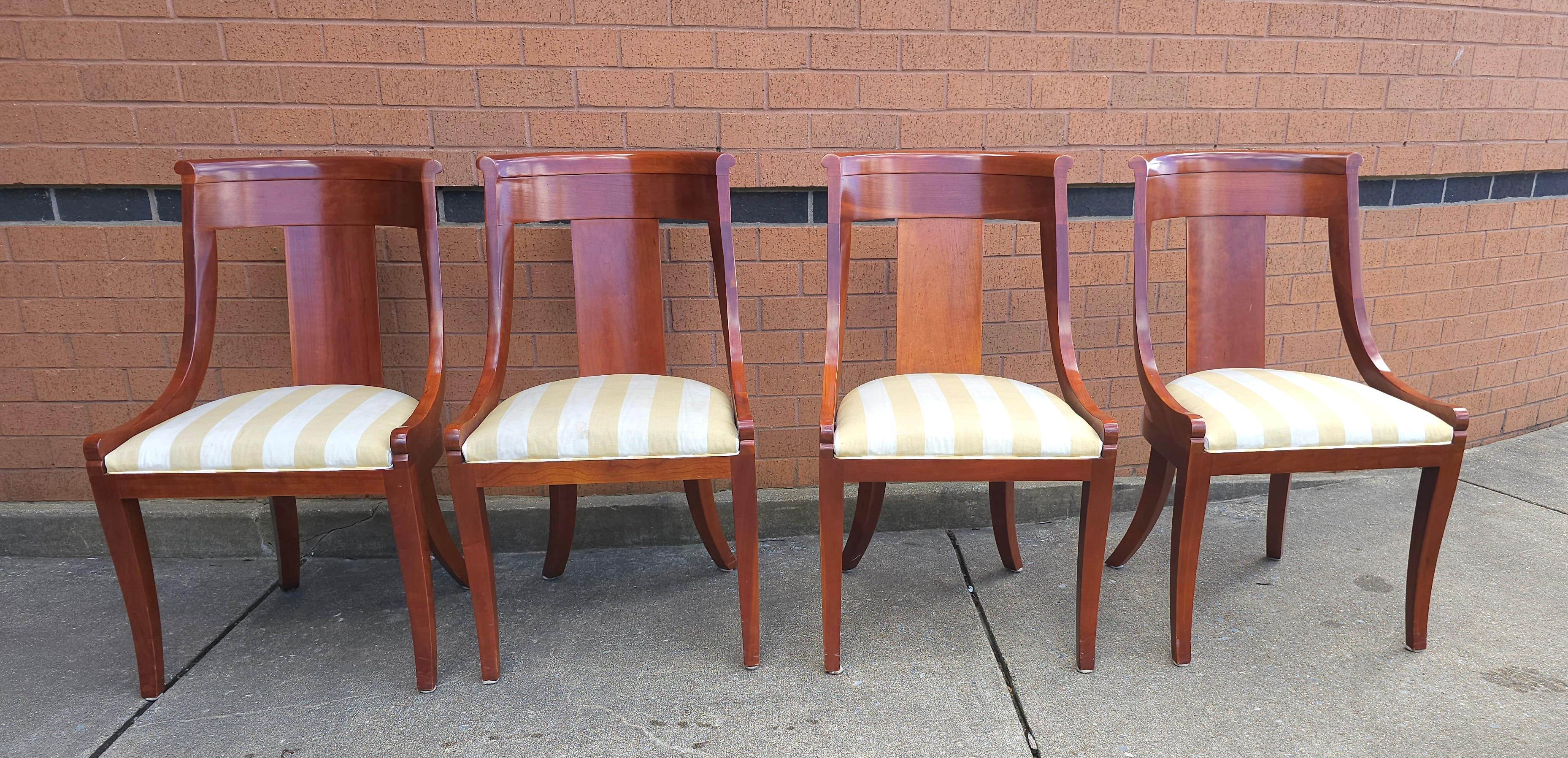 Pair Baker Furniture Beidermeier Klismos Style Cherry  Dining Chairs For Sale 5