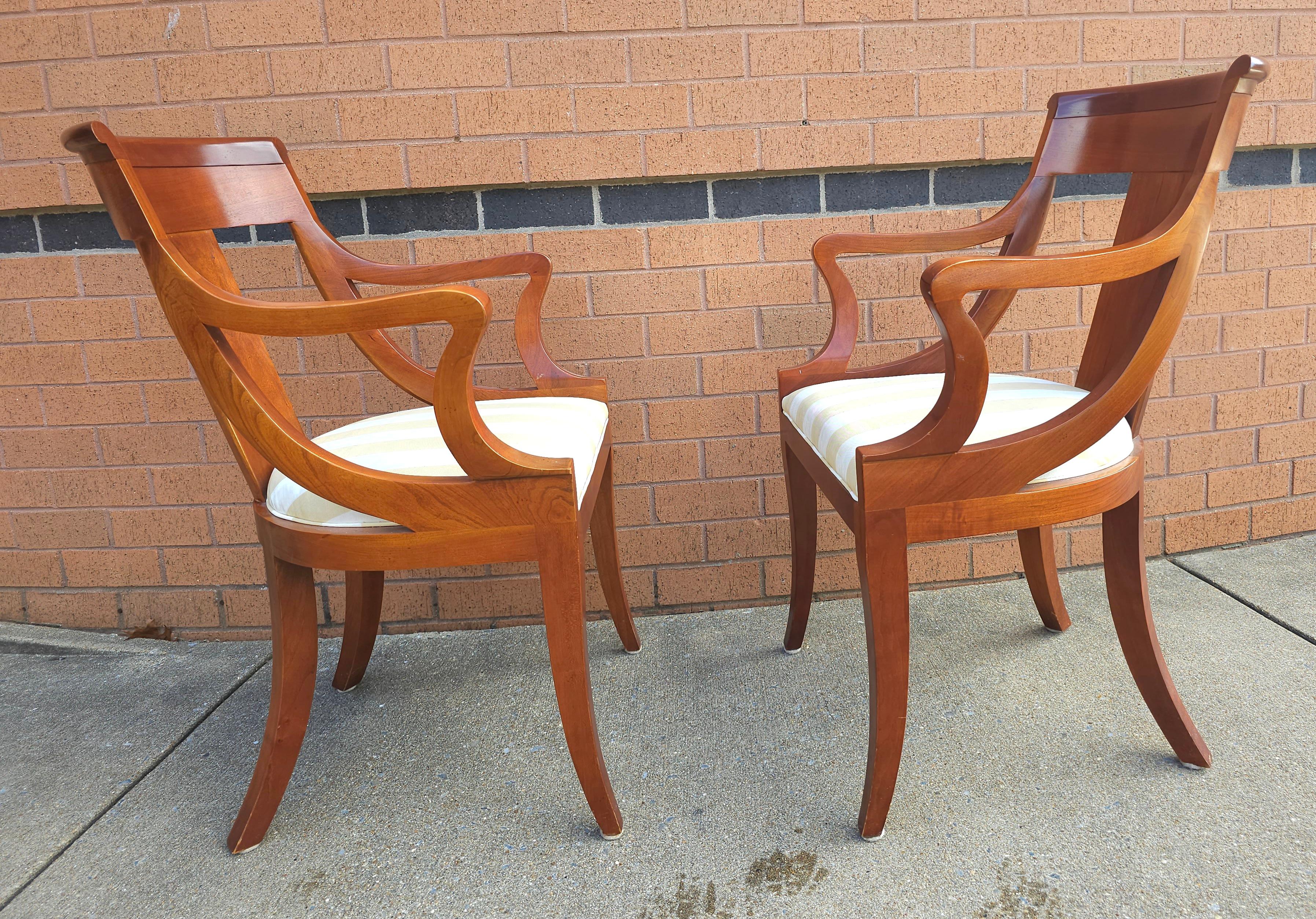Pair Baker Furniture Beidermeier Klismos Style Cherry  Dining Chairs For Sale 6