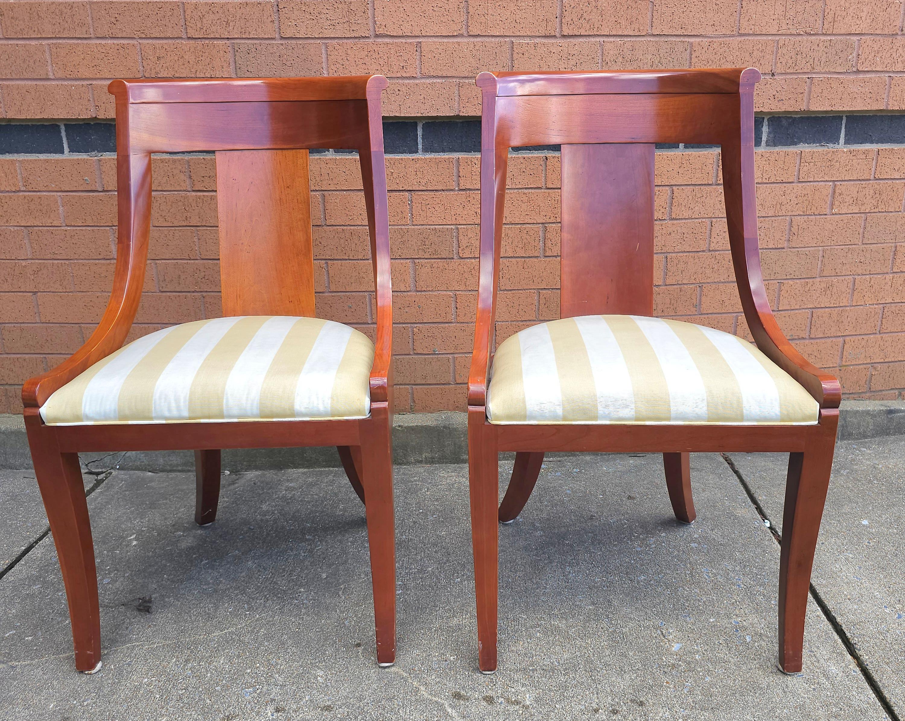Pair Baker Furniture Beidermeier Klismos Style Cherry  Dining Chairs For Sale 7