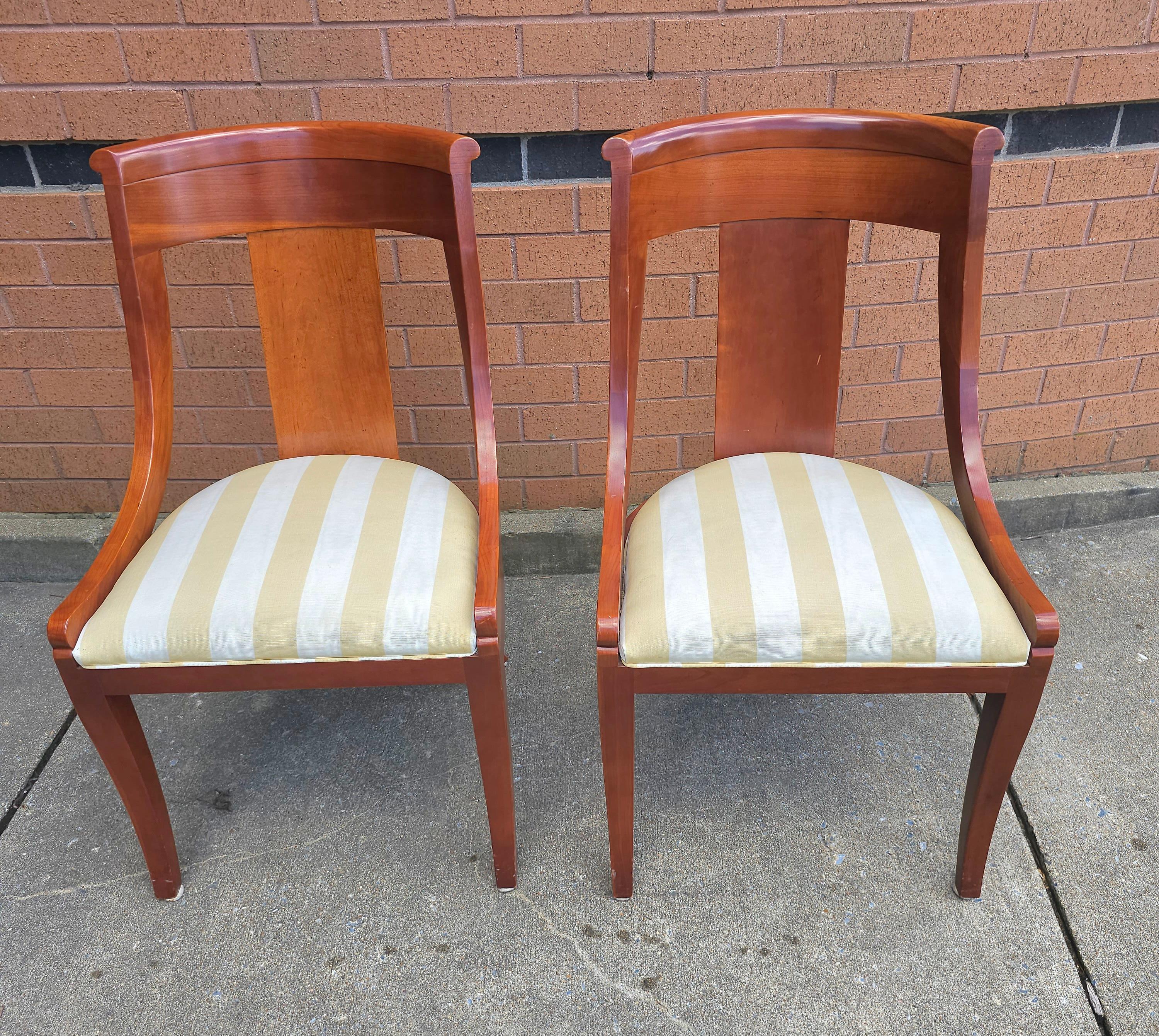Pair Baker Furniture Beidermeier Klismos Style Cherry  Dining Chairs For Sale 8