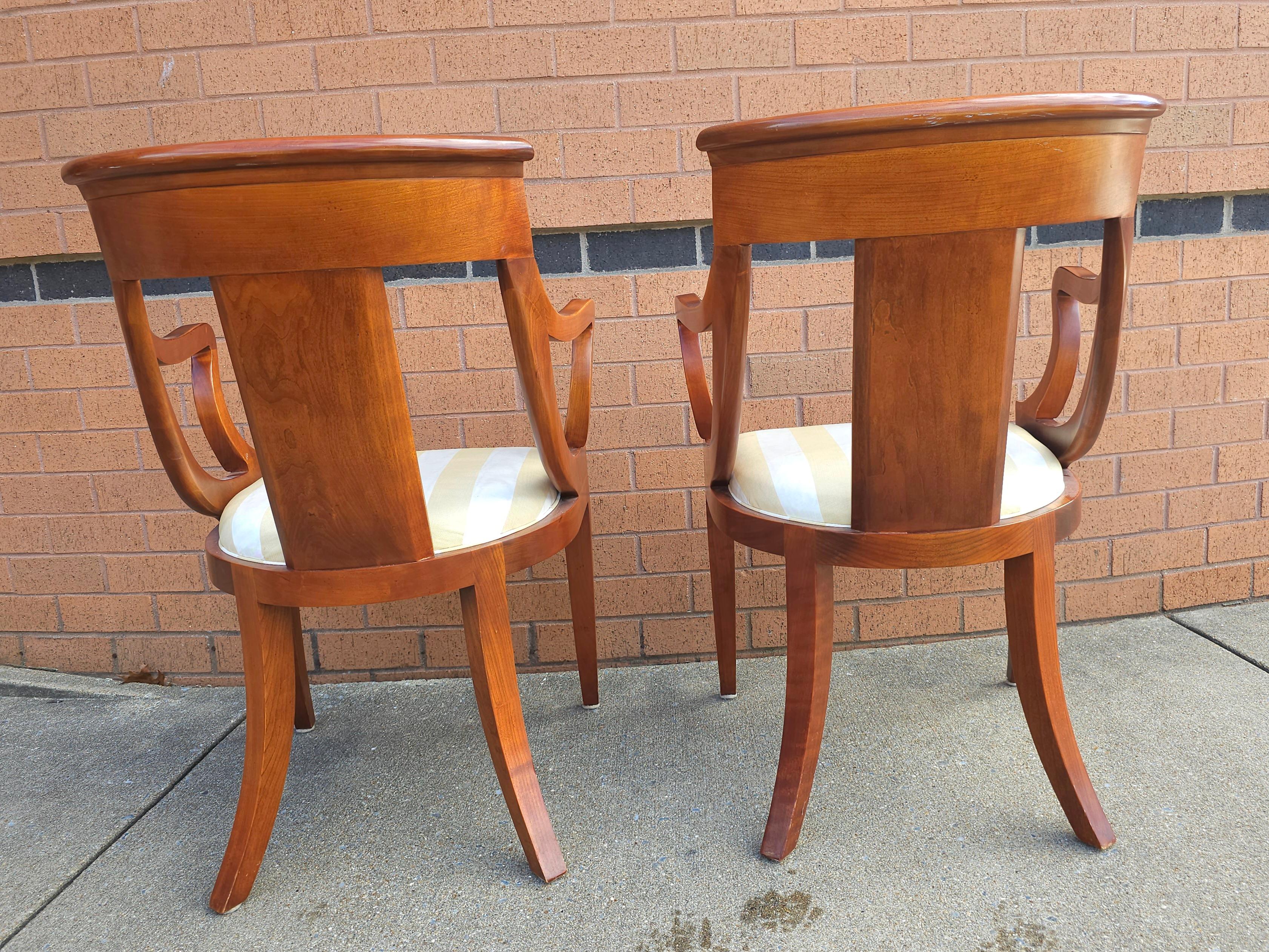 Pair Baker Furniture Beidermeier Klismos Style Cherry  Dining Chairs For Sale 9
