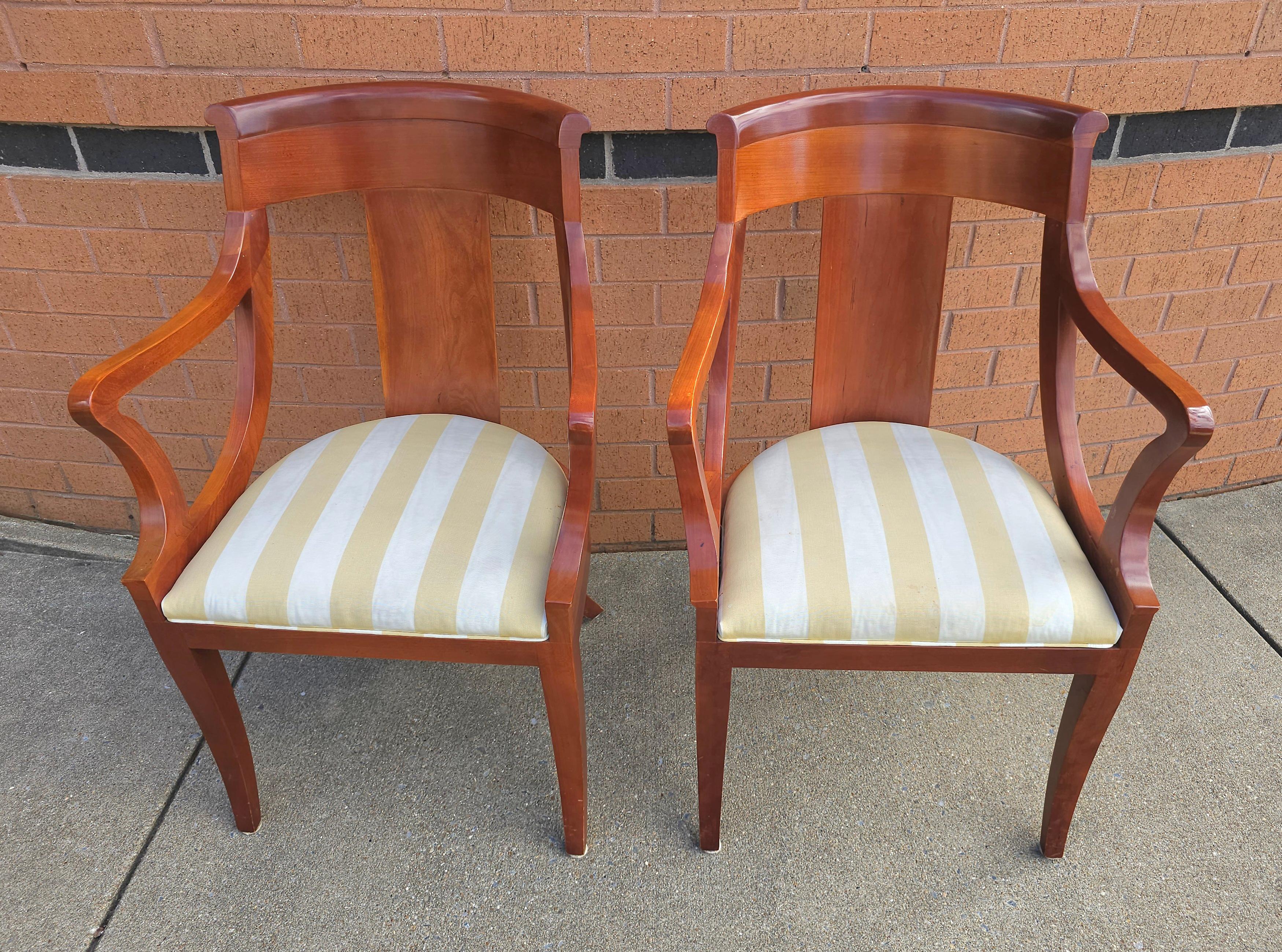 Biedermeier Pair Baker Furniture Beidermeier Klismos Style Cherry  Dining Chairs For Sale