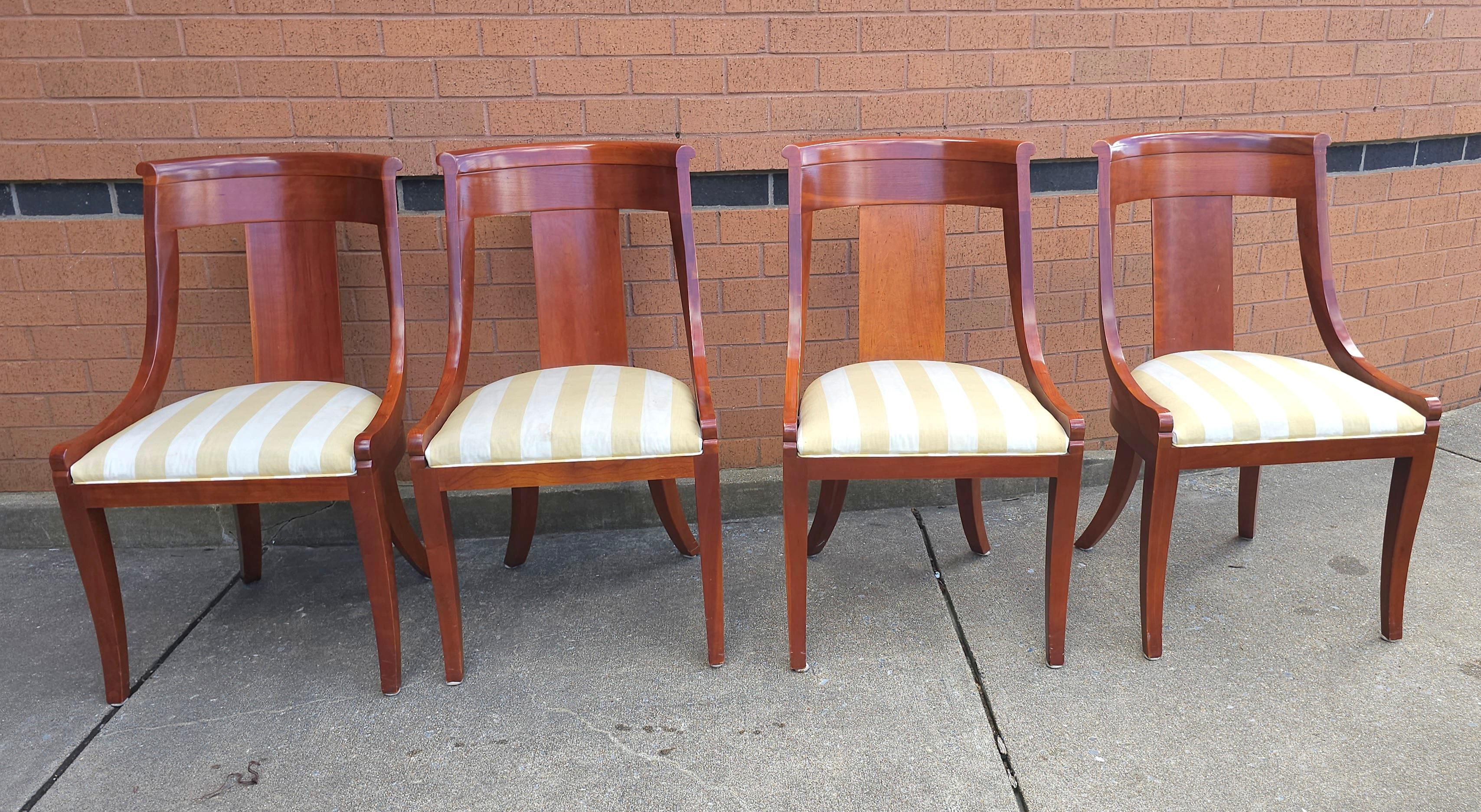 20th Century Pair Baker Furniture Beidermeier Klismos Style Cherry  Dining Chairs For Sale