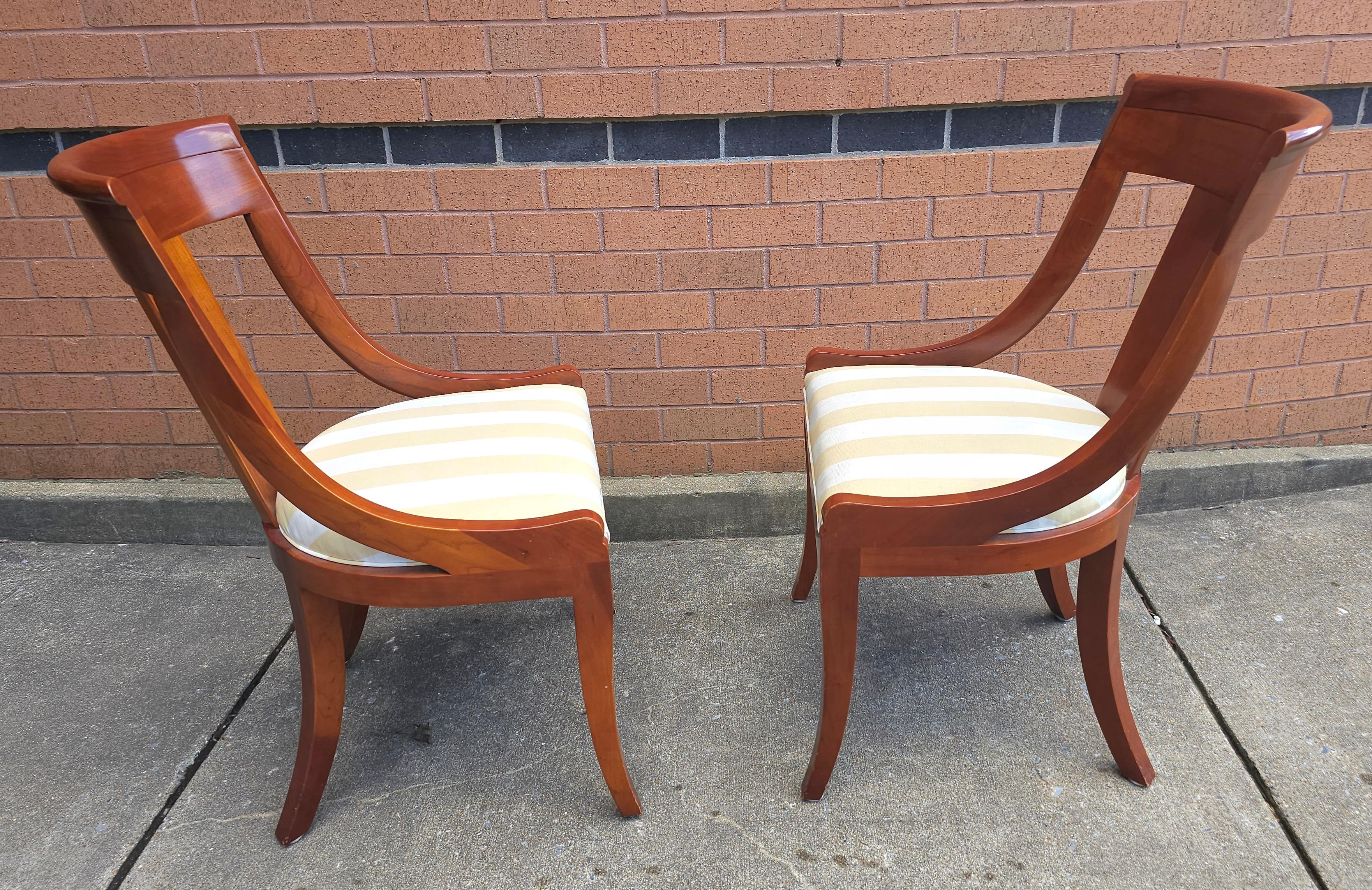 Upholstery Pair Baker Furniture Beidermeier Klismos Style Cherry  Dining Chairs For Sale