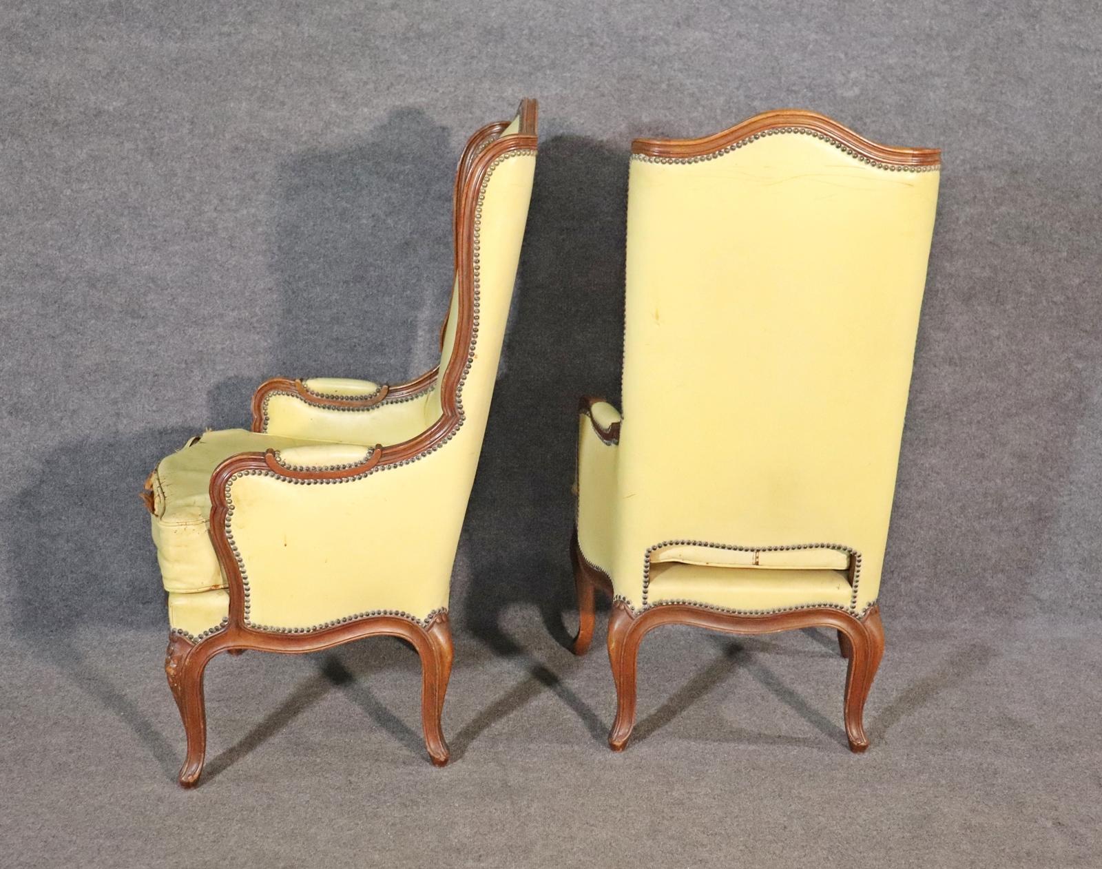 Walnut Pair Baker Furniture Company French Louis XV Armchairs, Circa 1950s