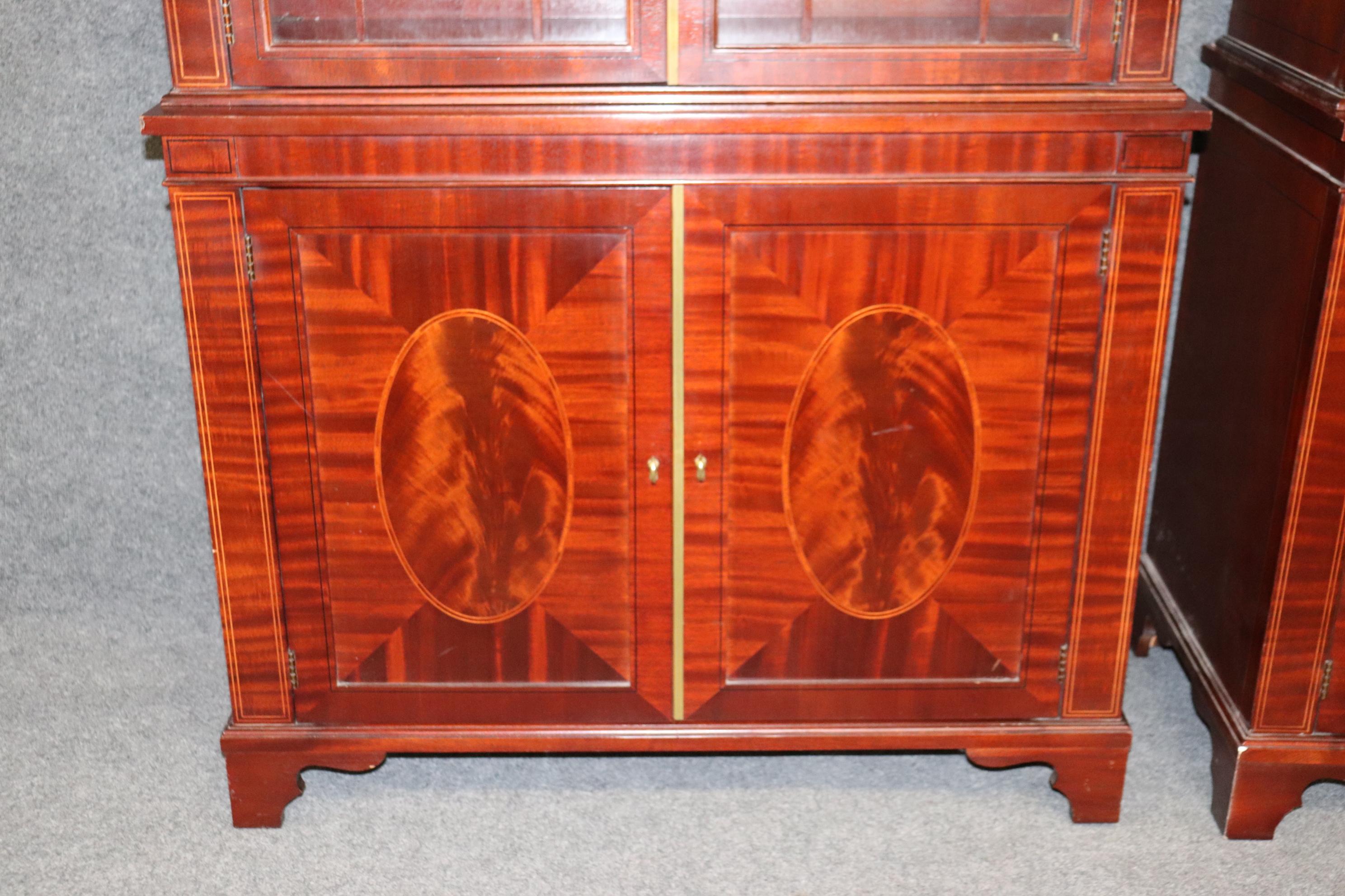 Pair Baker Historic Charleston Collection Georgian Mahogany China Cabinets  5