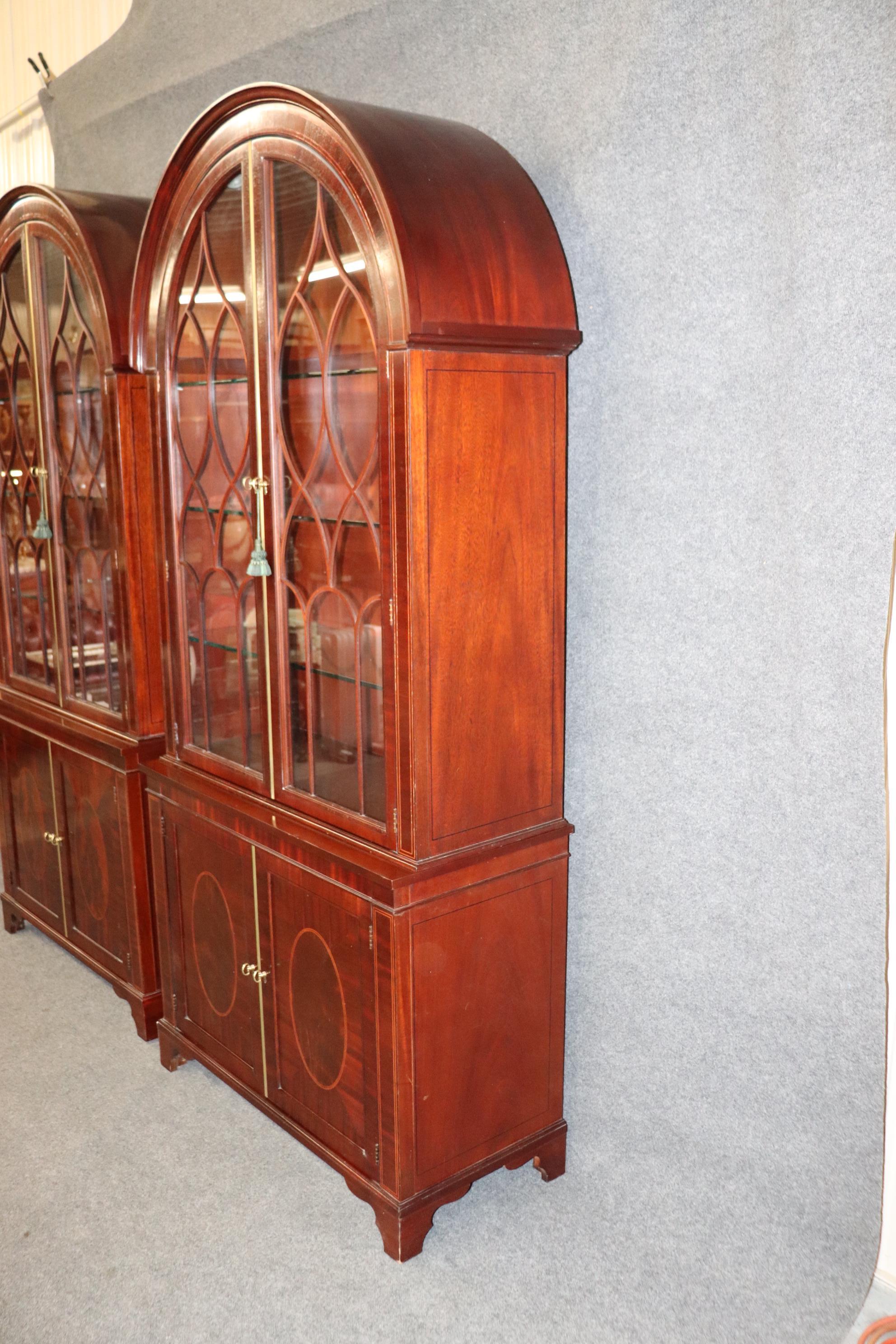 Pair Baker Historic Charleston Collection Georgian Mahogany China Cabinets  3