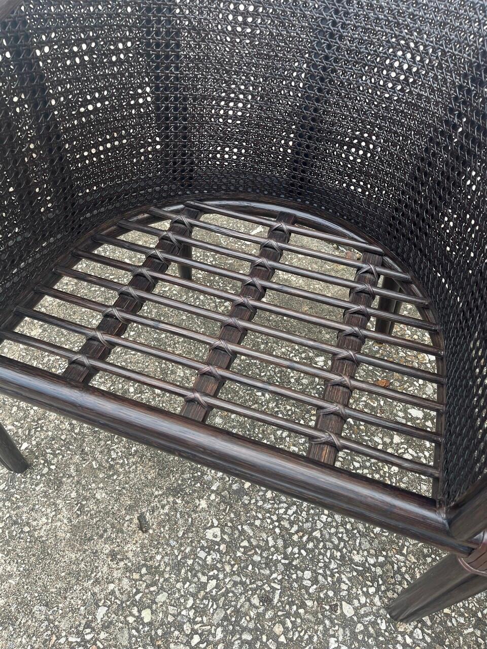 Pair Baker-McGuire Barrel Chairs In Good Condition For Sale In Houston, TX