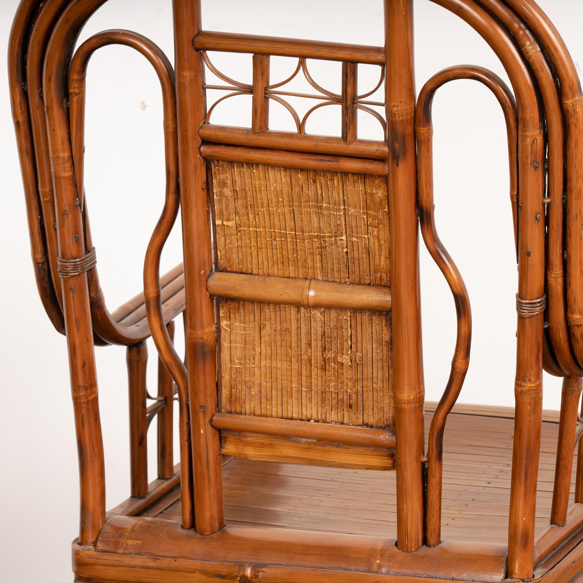 Pair, Bamboo Arm Chairs, China circa 1880 For Sale 4