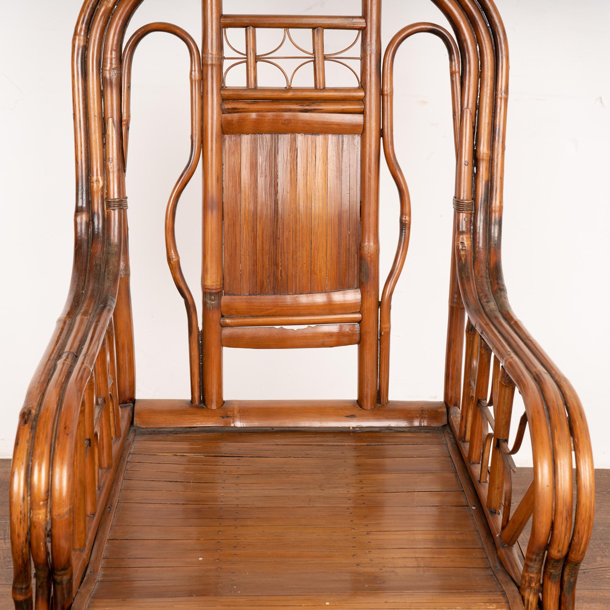 Chinese Pair, Bamboo Arm Chairs, China circa 1880 For Sale