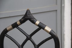 Pair of Bamboo Chairs Antonio Pavia Design Black Silver Flowers Made in Italy