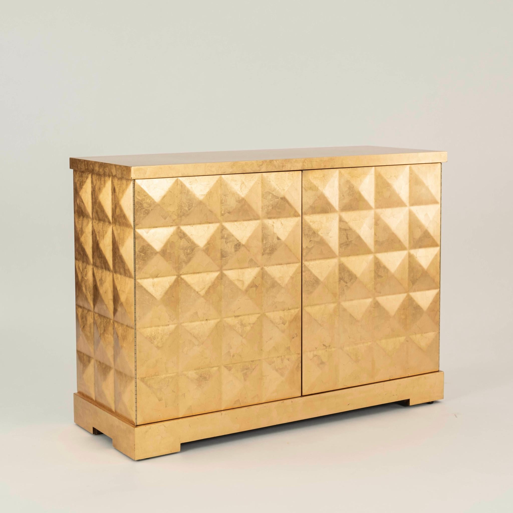 Pair Barbara Barry for Baker Diamond Gold Leaf For Sale at 1stDibs