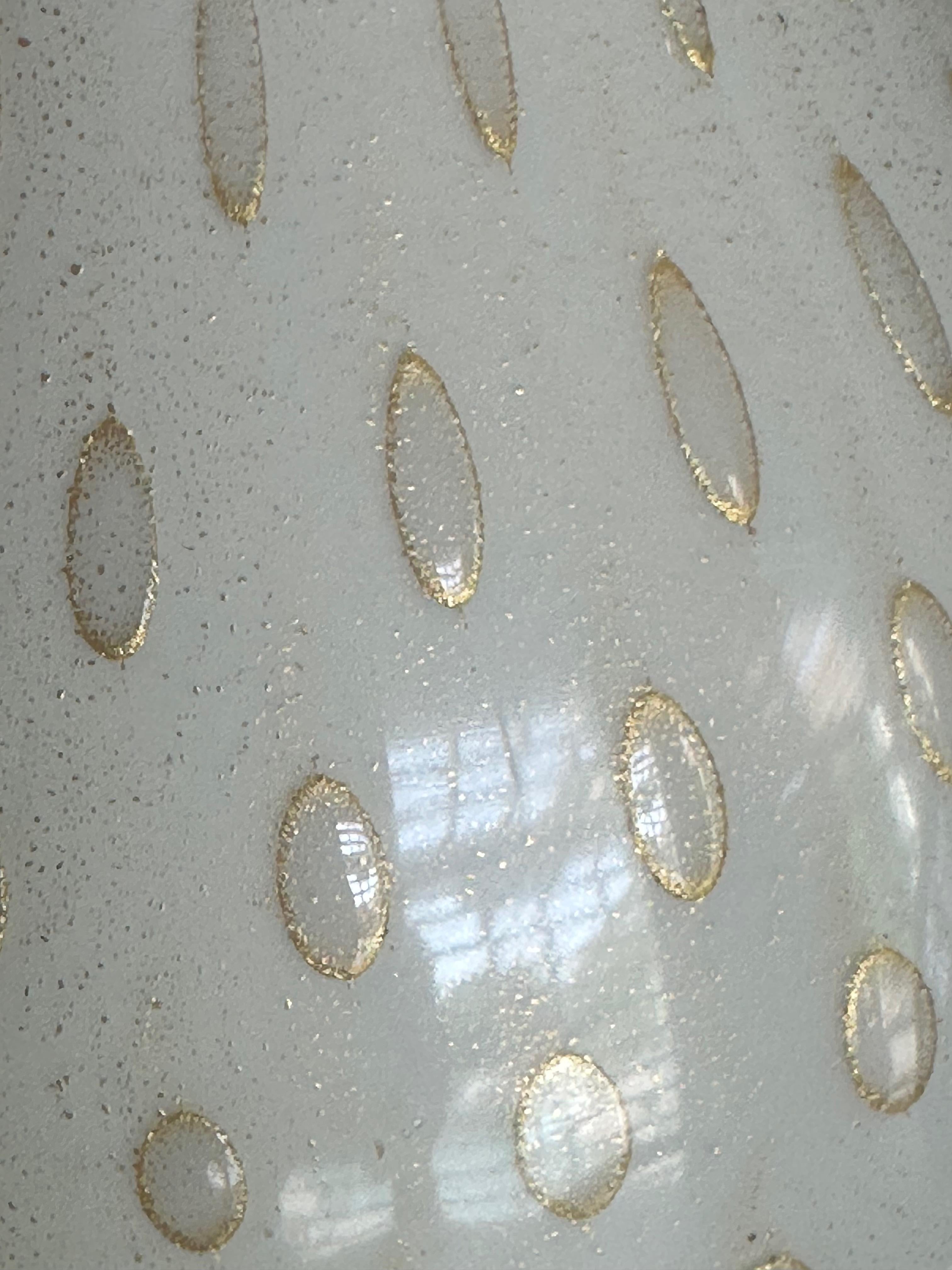 Pair Barbini Murano White Gold Glass Table Lamps For Sale 5