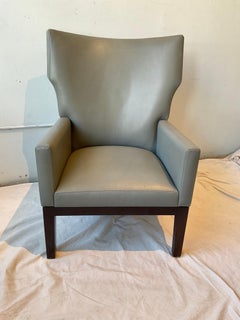 Pair Barbuda Grey Leather Armchairs By Christian Liagre For Holly Hunt