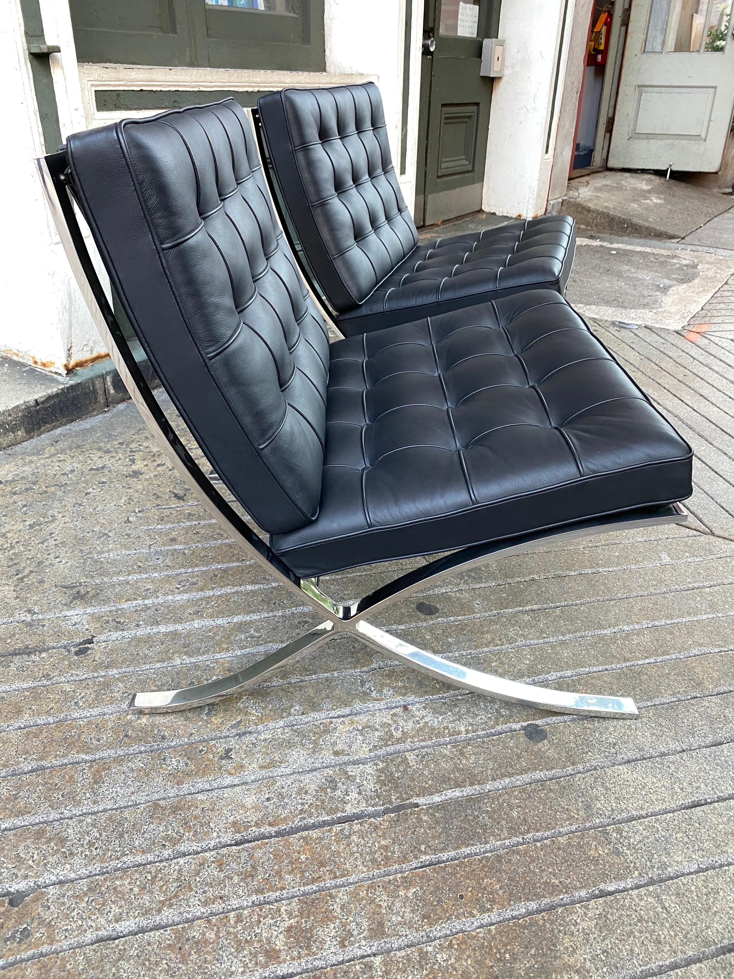 Pair Barcelona Chairs by Mies Van der Rohr for Knoll In Good Condition In Philadelphia, PA