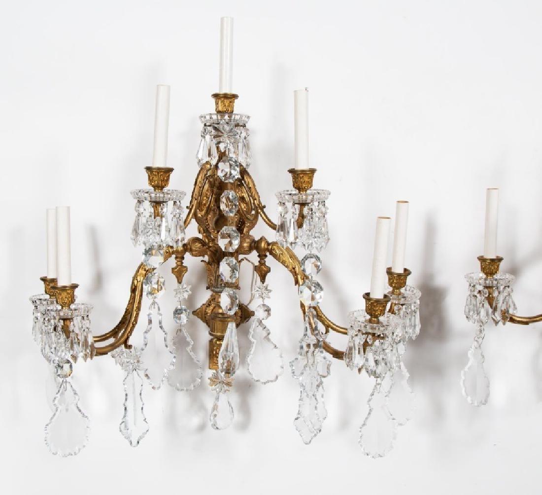 Pair of Baroque Style Bronze and Crystal Wall Sconces In Good Condition For Sale In Atlanta, GA