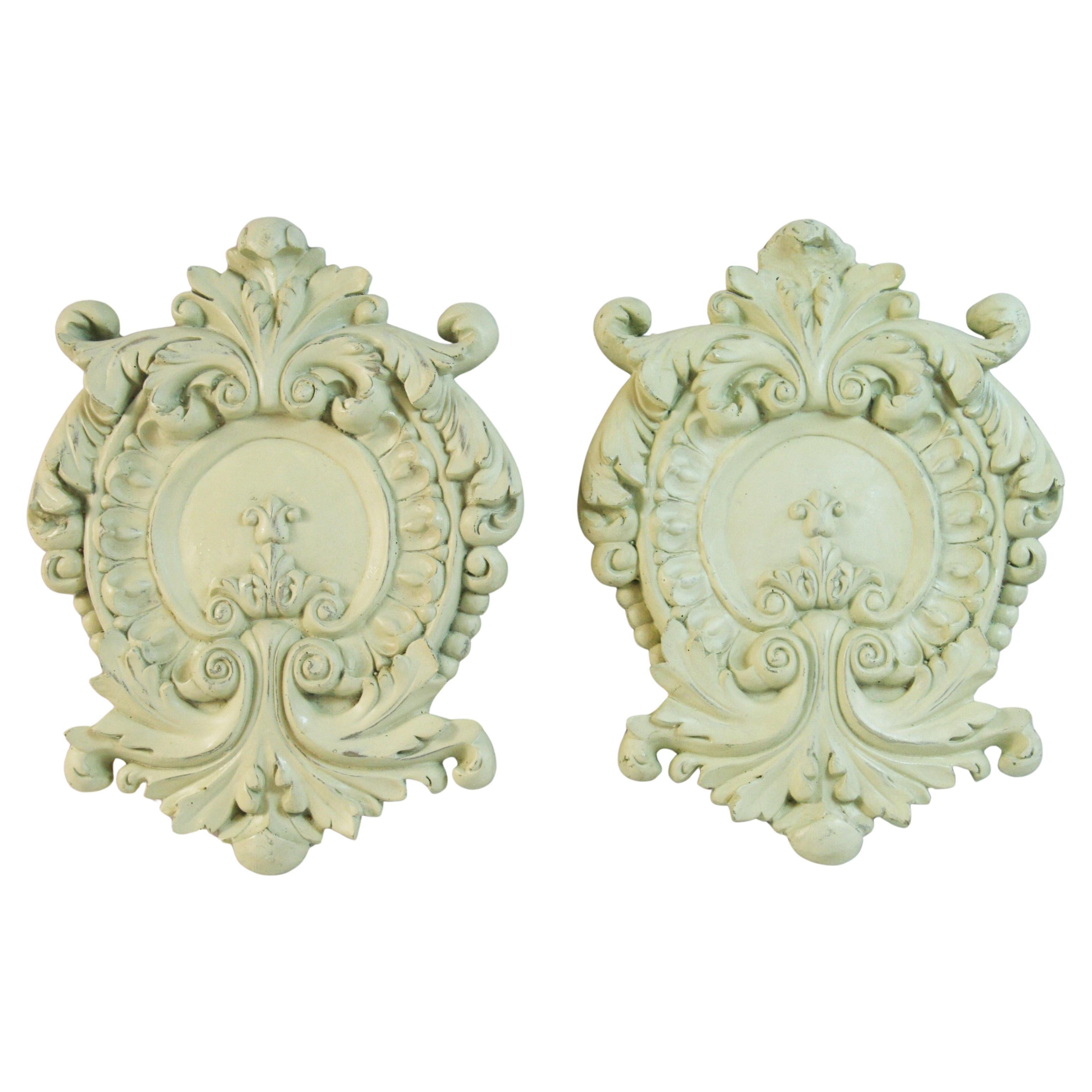 Pair Baroque Wall Plaques For Sale