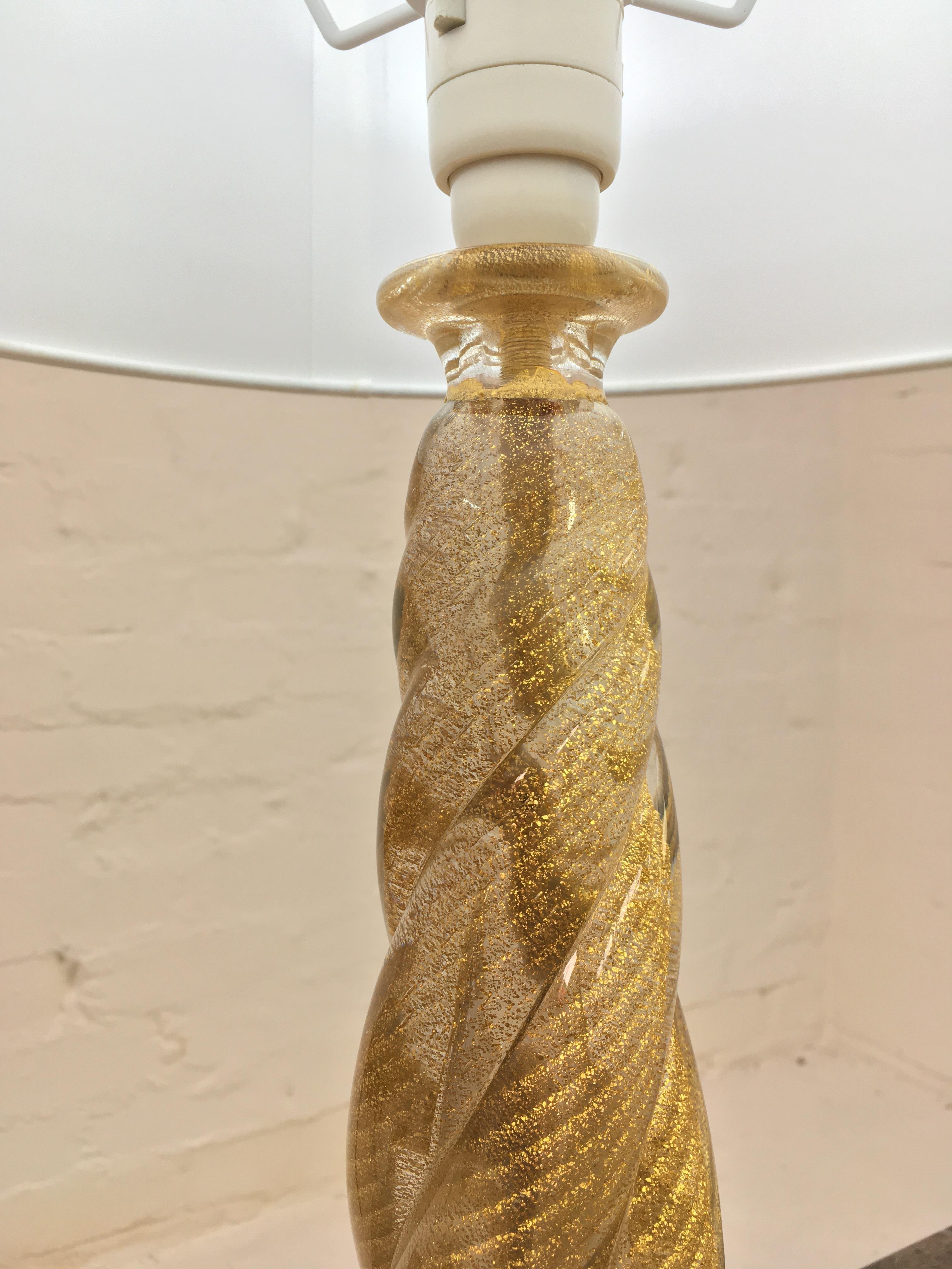 Pair of Barovier and Toso 'Cordonato D'oro' Murano Glass Lamps, Italy, 1950s For Sale 2