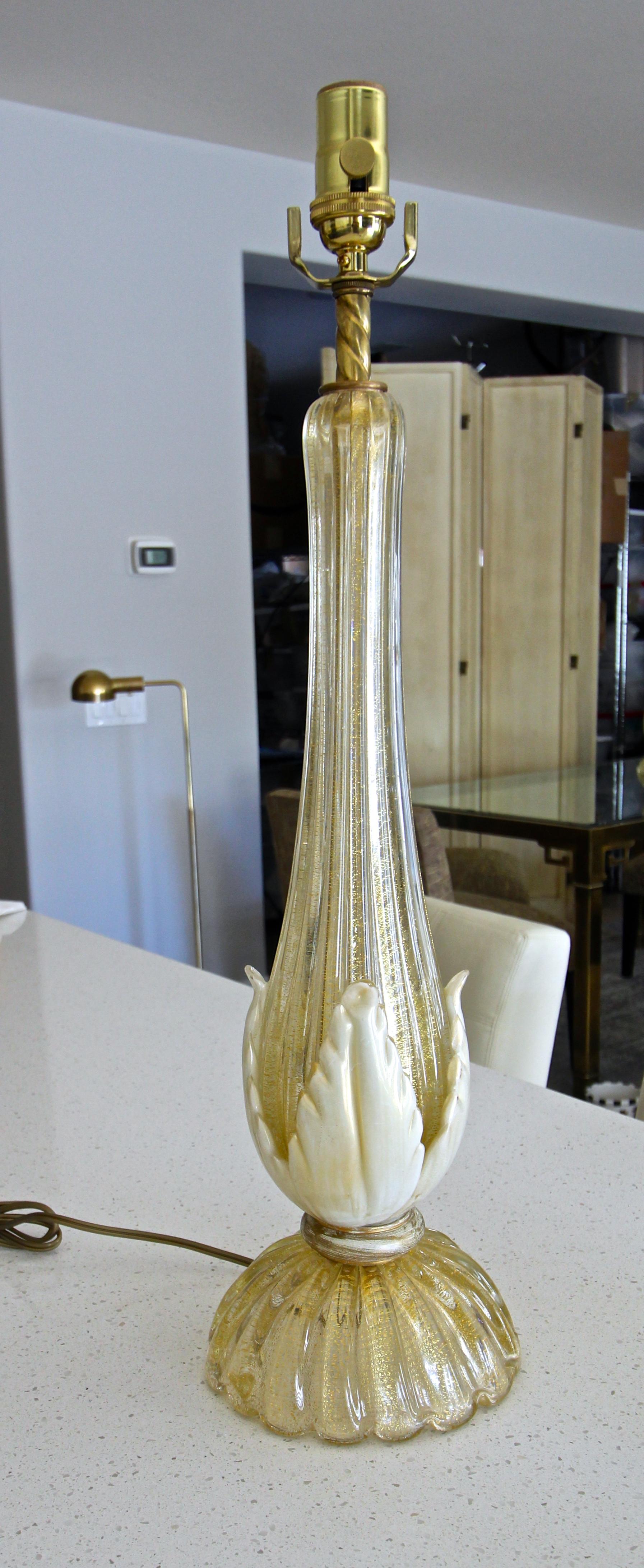 Pair murano Gold White Table Lamps 9