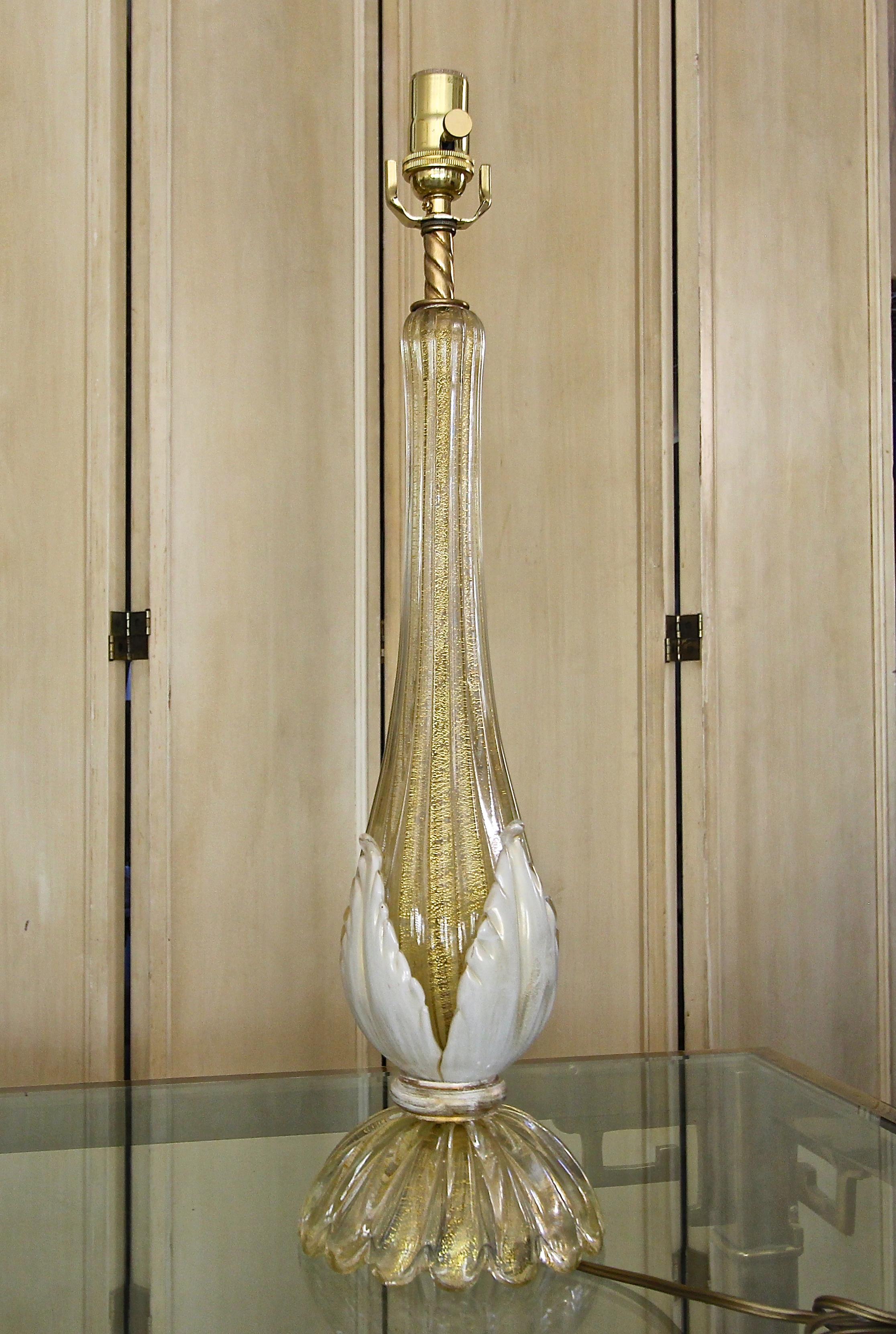 Pair murano Gold White Table Lamps 11