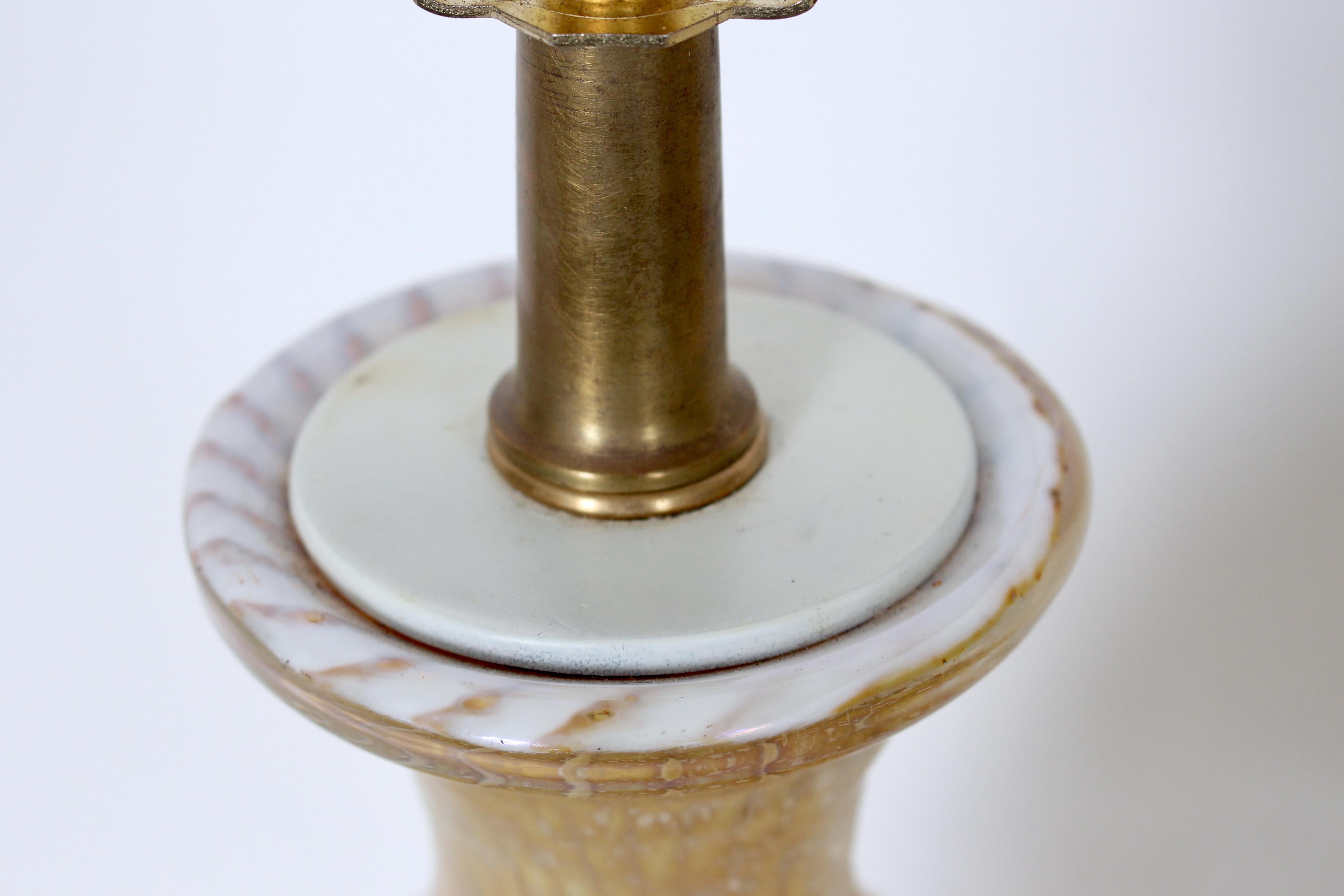 Pair Barovier et Toso Iridescent Yellow Murano Glass Table Lamps, 1950's For Sale 7