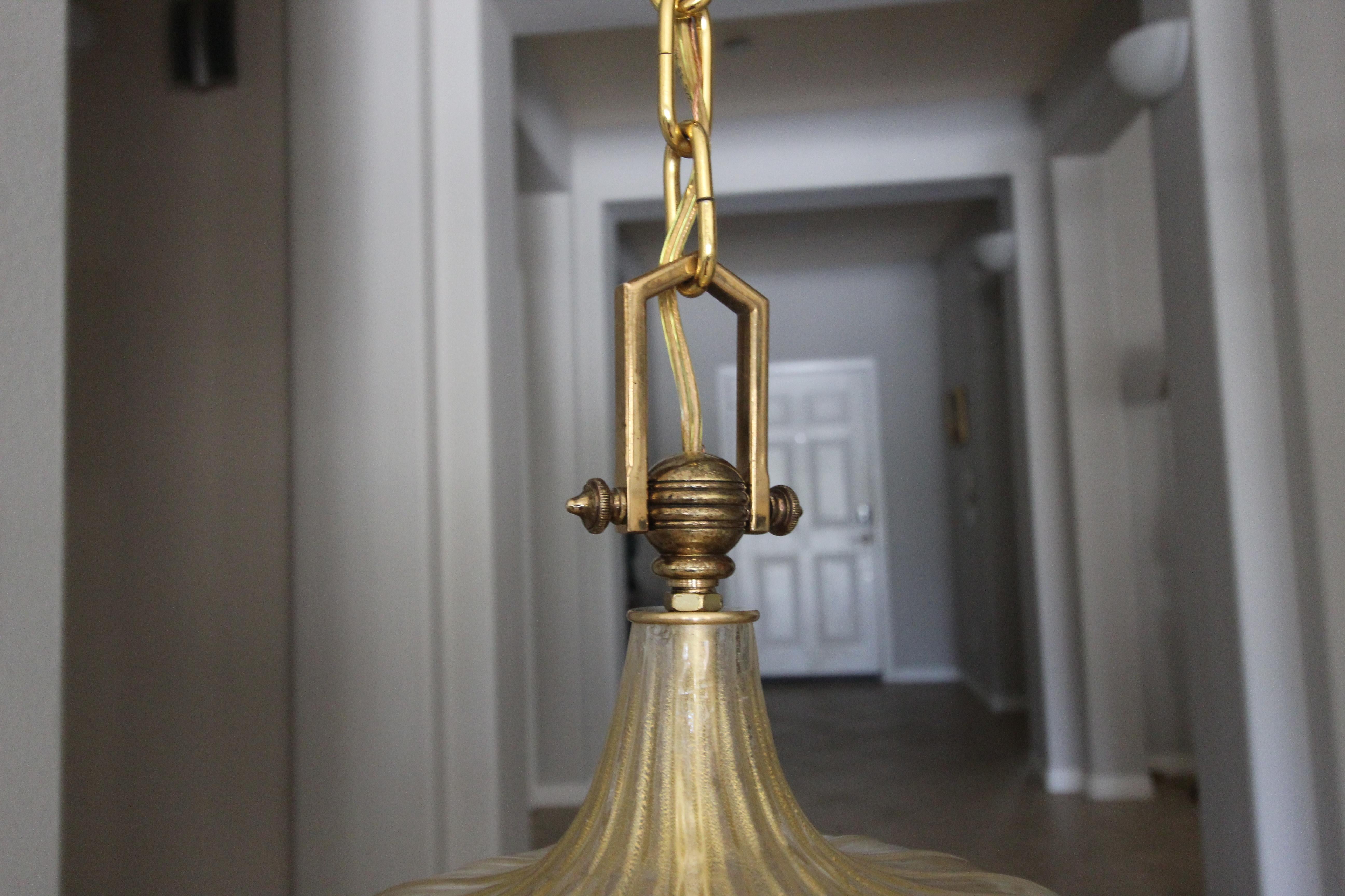 Pair of Barovier Murano Gold White Lantern Pendant Ceiling Lights 5