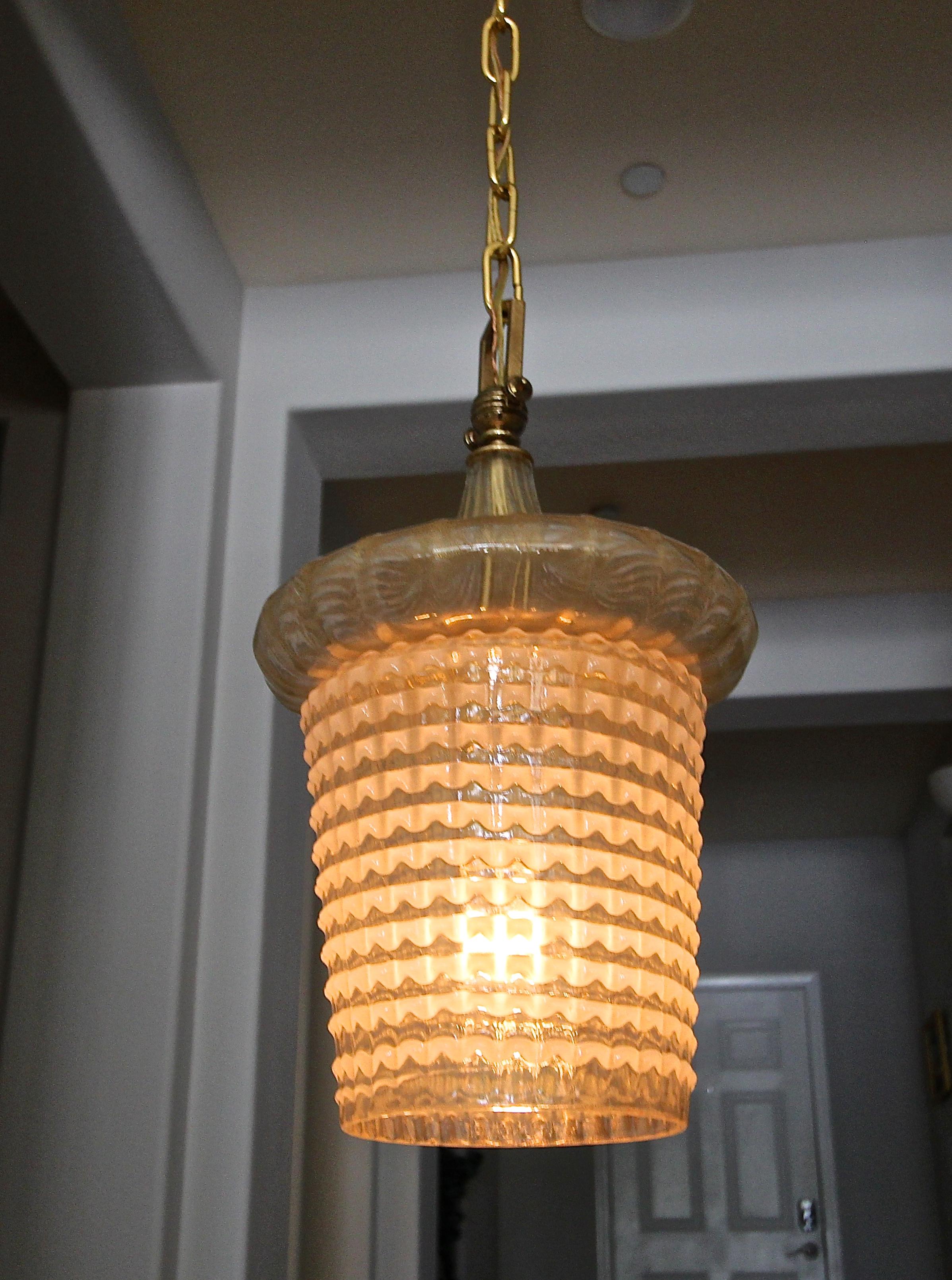 Pair of Barovier Murano Gold White Lantern Pendant Ceiling Lights 2