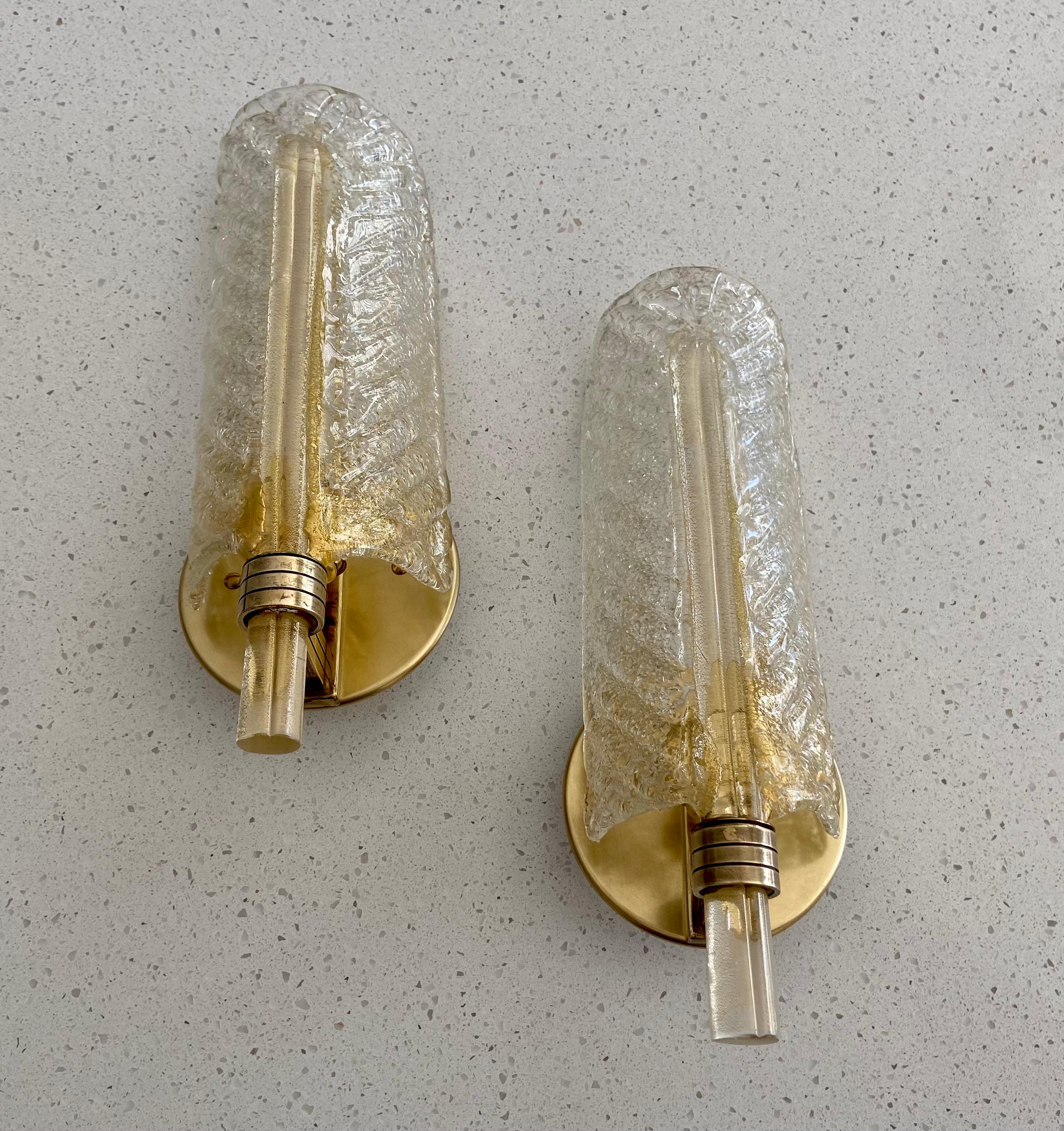 Pair of Barovier Murano Rugiadoso Gold Leaf Wall Sconces 4