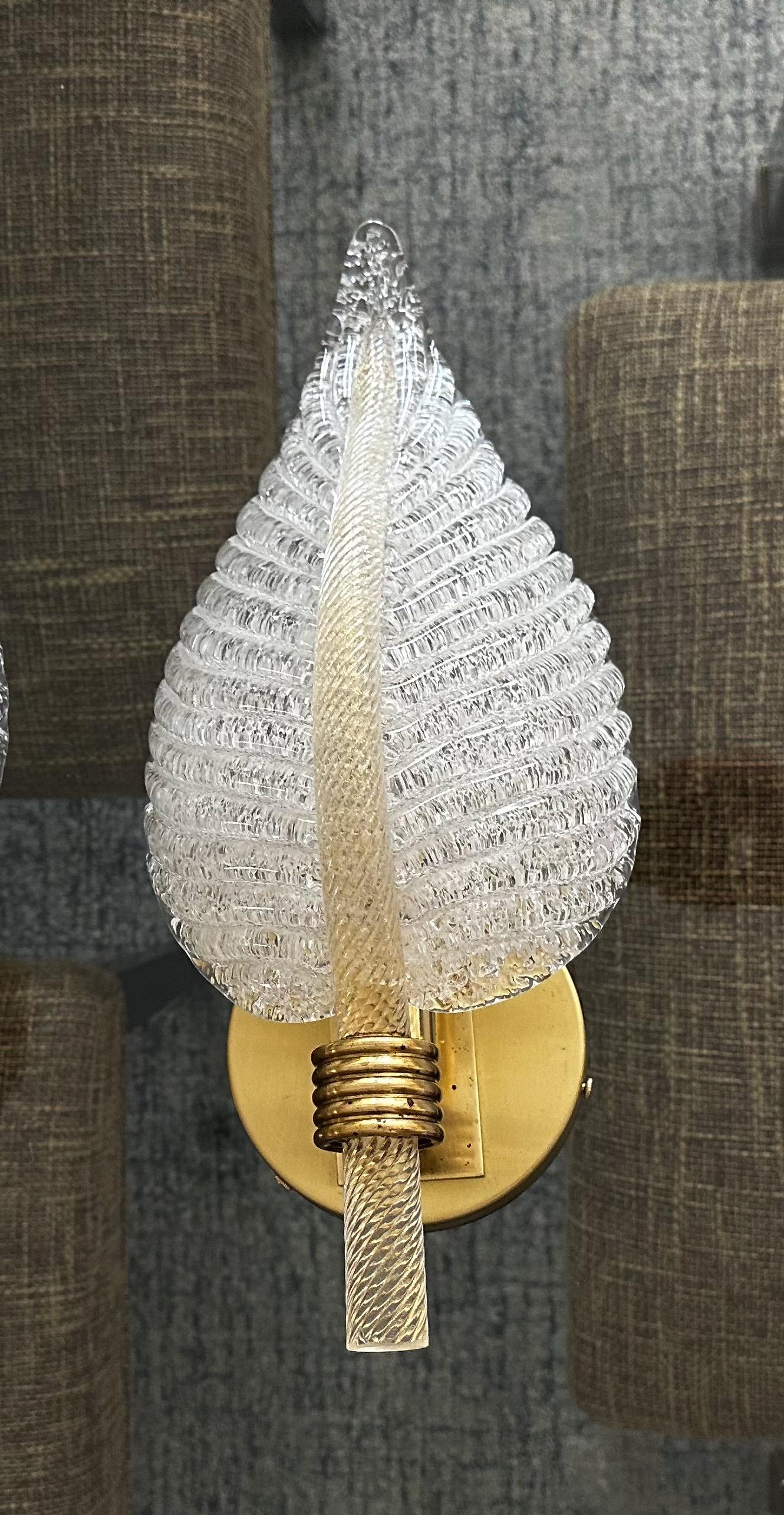 Coppia di lampade da parete Barovier Murano Rugiadoso Leaf in vendita 4
