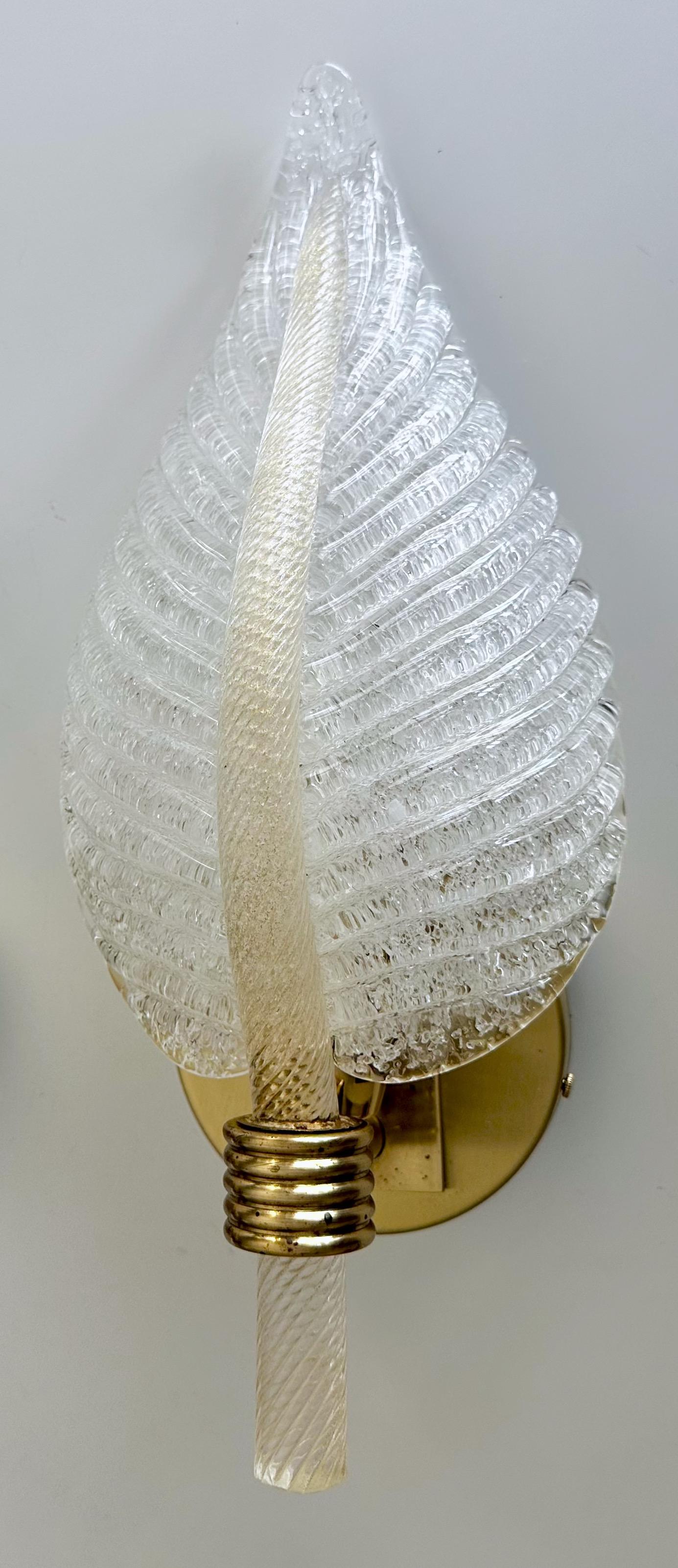 Coppia di lampade da parete Barovier Murano Rugiadoso Leaf in vendita 6