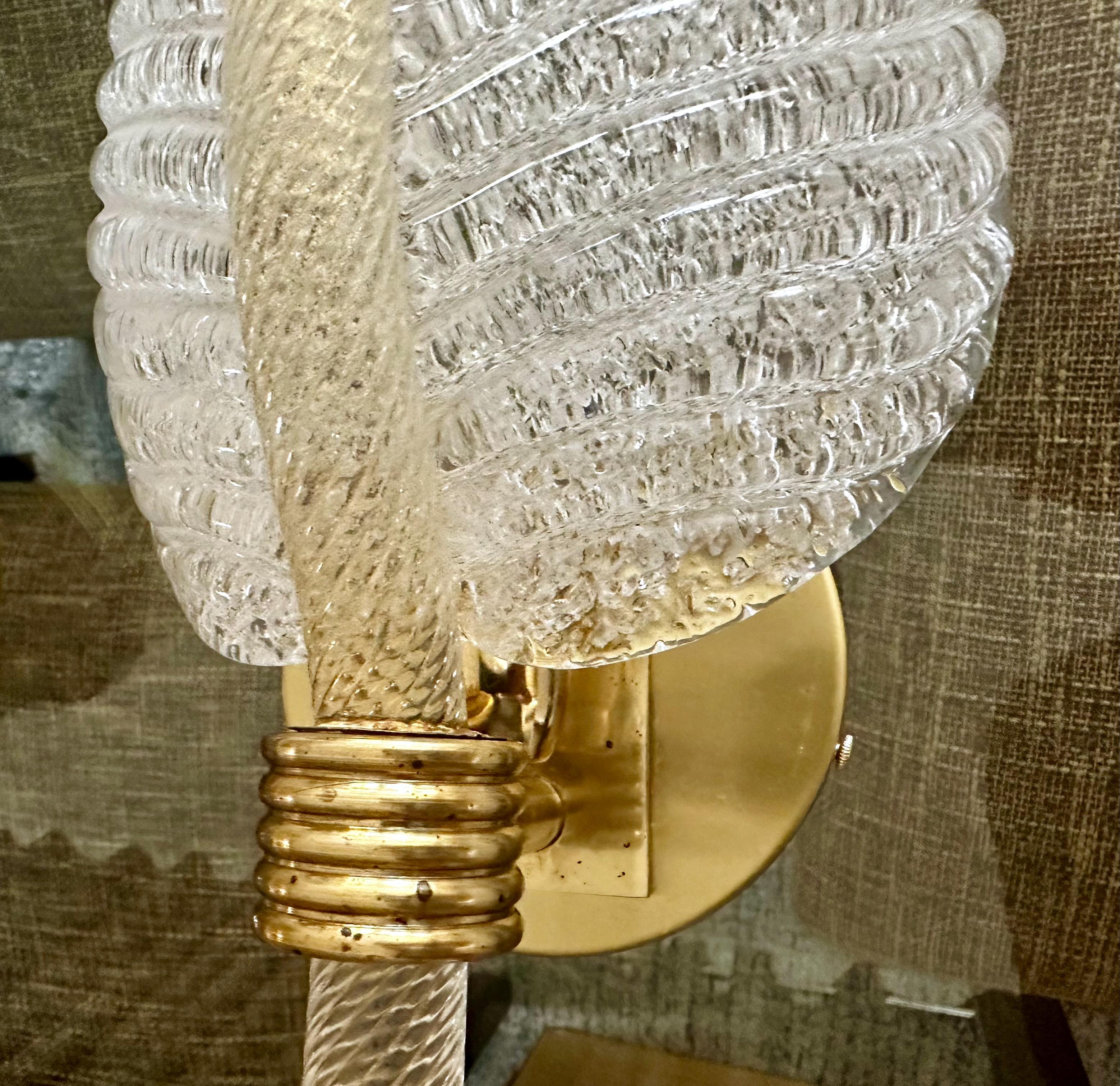 Coppia di lampade da parete Barovier Murano Rugiadoso Leaf in vendita 9