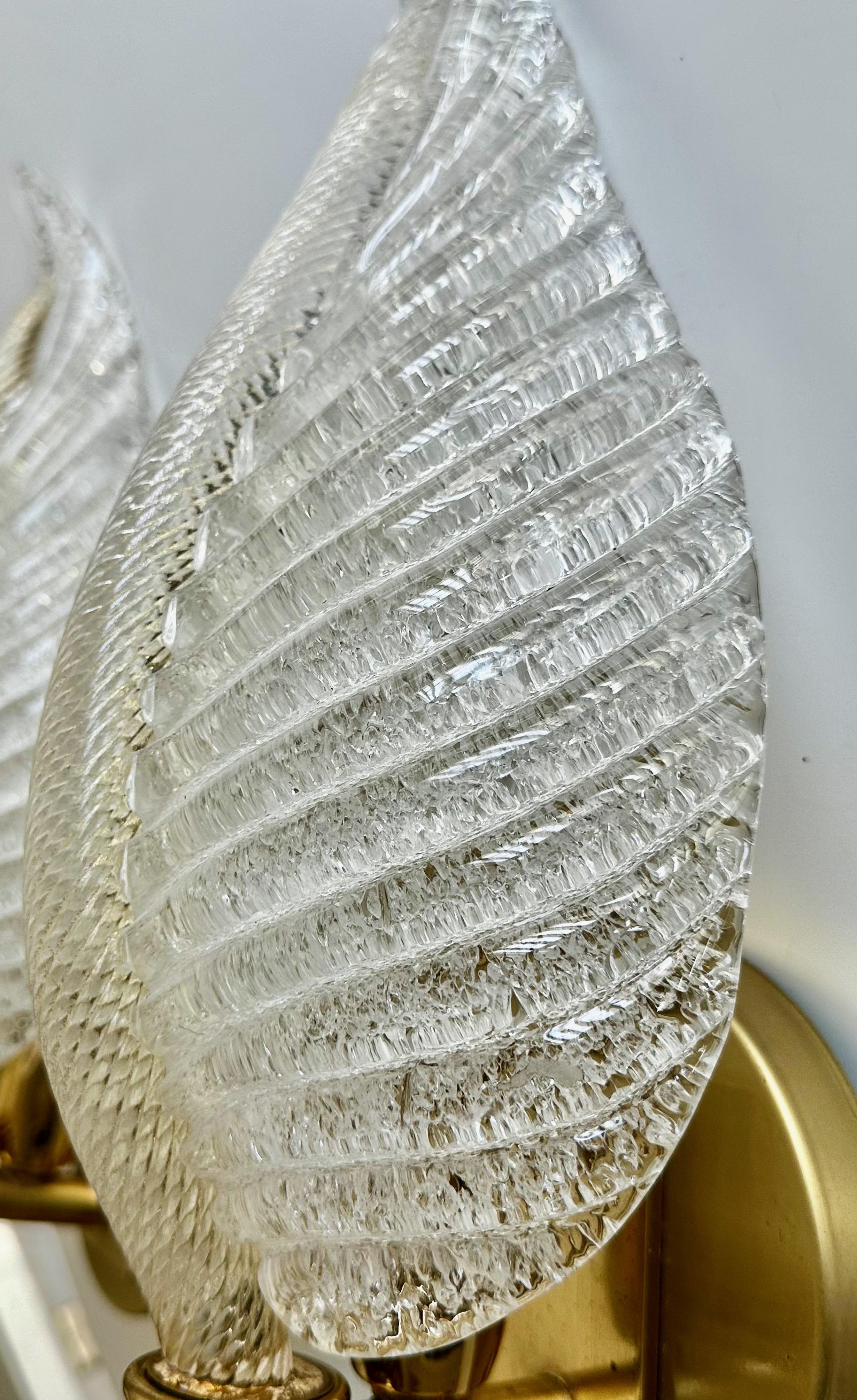 Coppia di lampade da parete Barovier Murano Rugiadoso Leaf in vendita 11