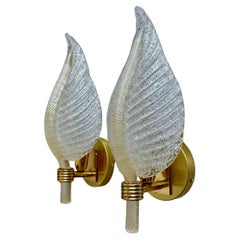 Pair Barovier Murano Rugiadoso Leaf Wall Sconces