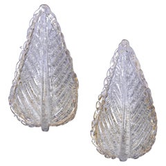 Pair Barovier 
Toso Leaf Form Sconces with Gold Inclusions
