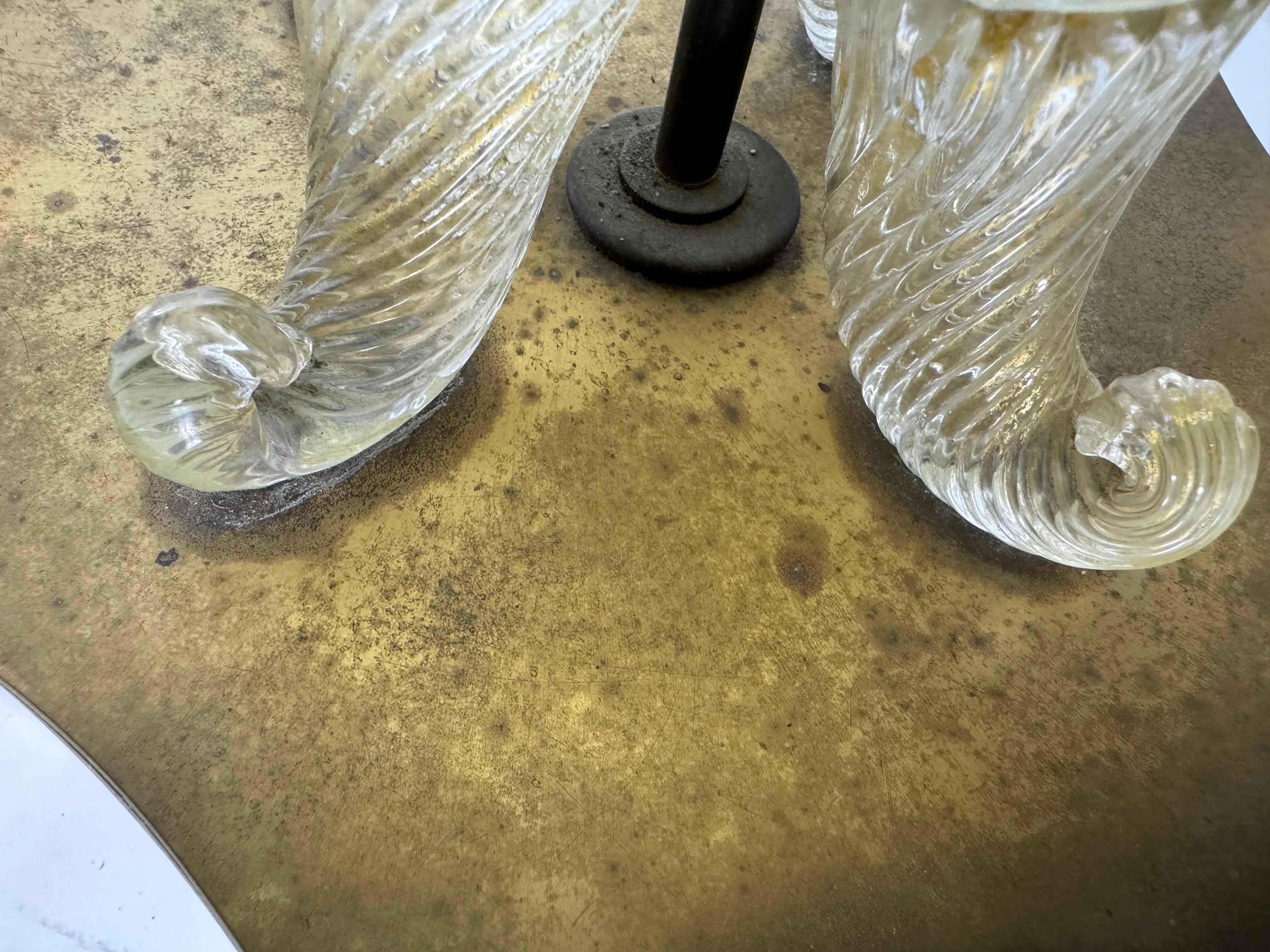 Paire de lampes de bureau italiennes Barovier & Toso Murano à pieds en or en vente 2