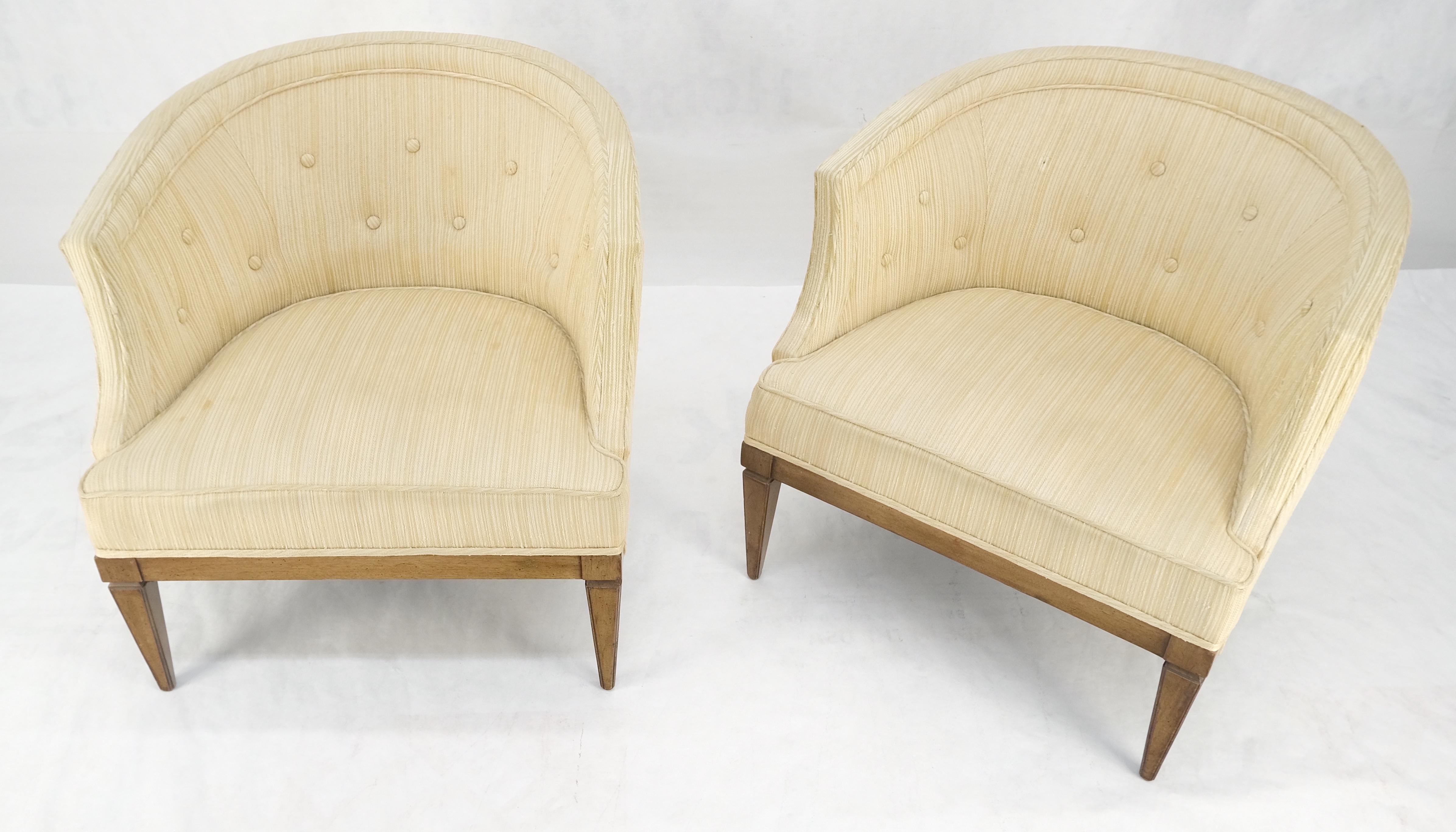 Coppia di sedie da salotto con schienale a botte in misto lana a righe in stile Gibbings MINT!